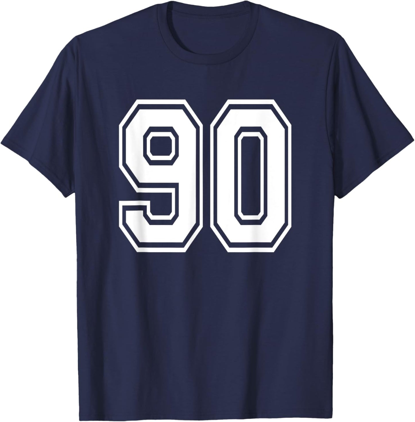 Number 90 Numbered Uniform Sports Jersey Team 90th Birthday T-Shirt - T-Shirt | Navy