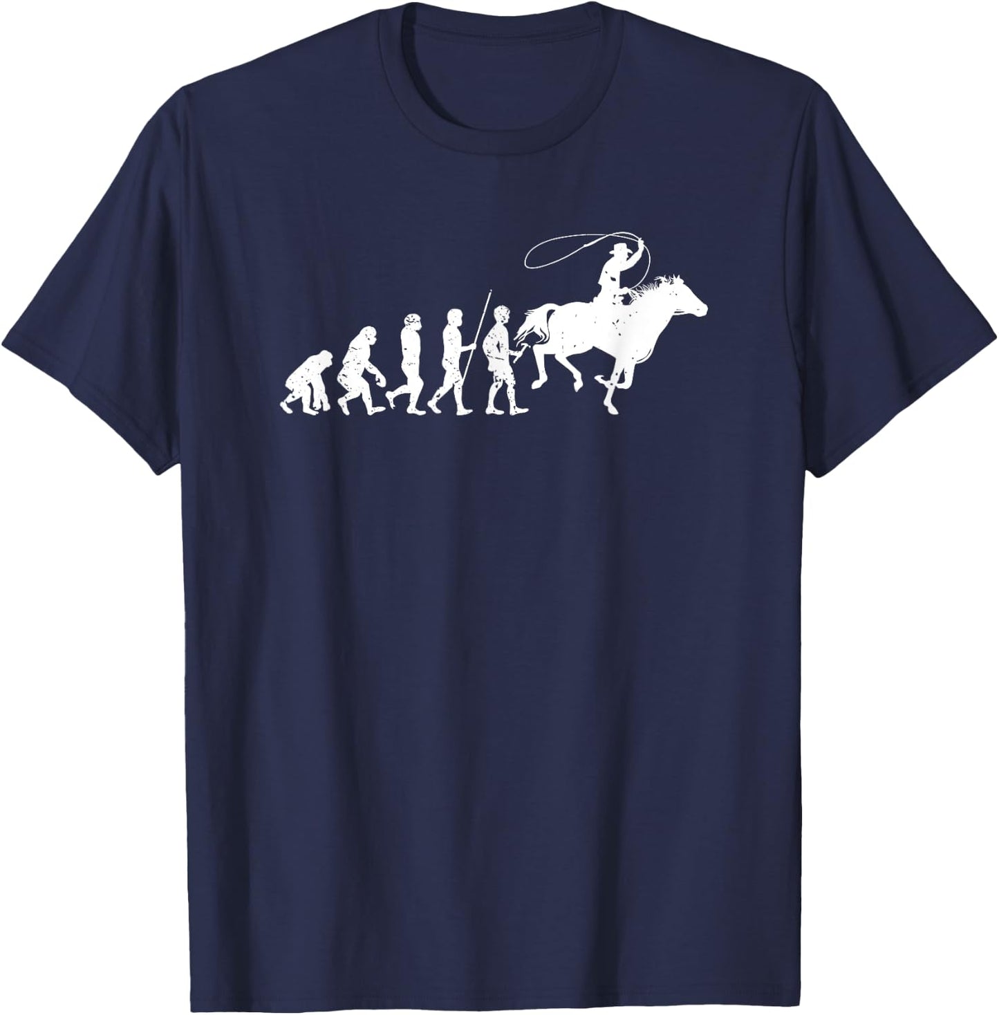 Evolution of Roping Rodeo Western Horse | Rodeo Cowboy T-Shirt - T-Shirt | Navy