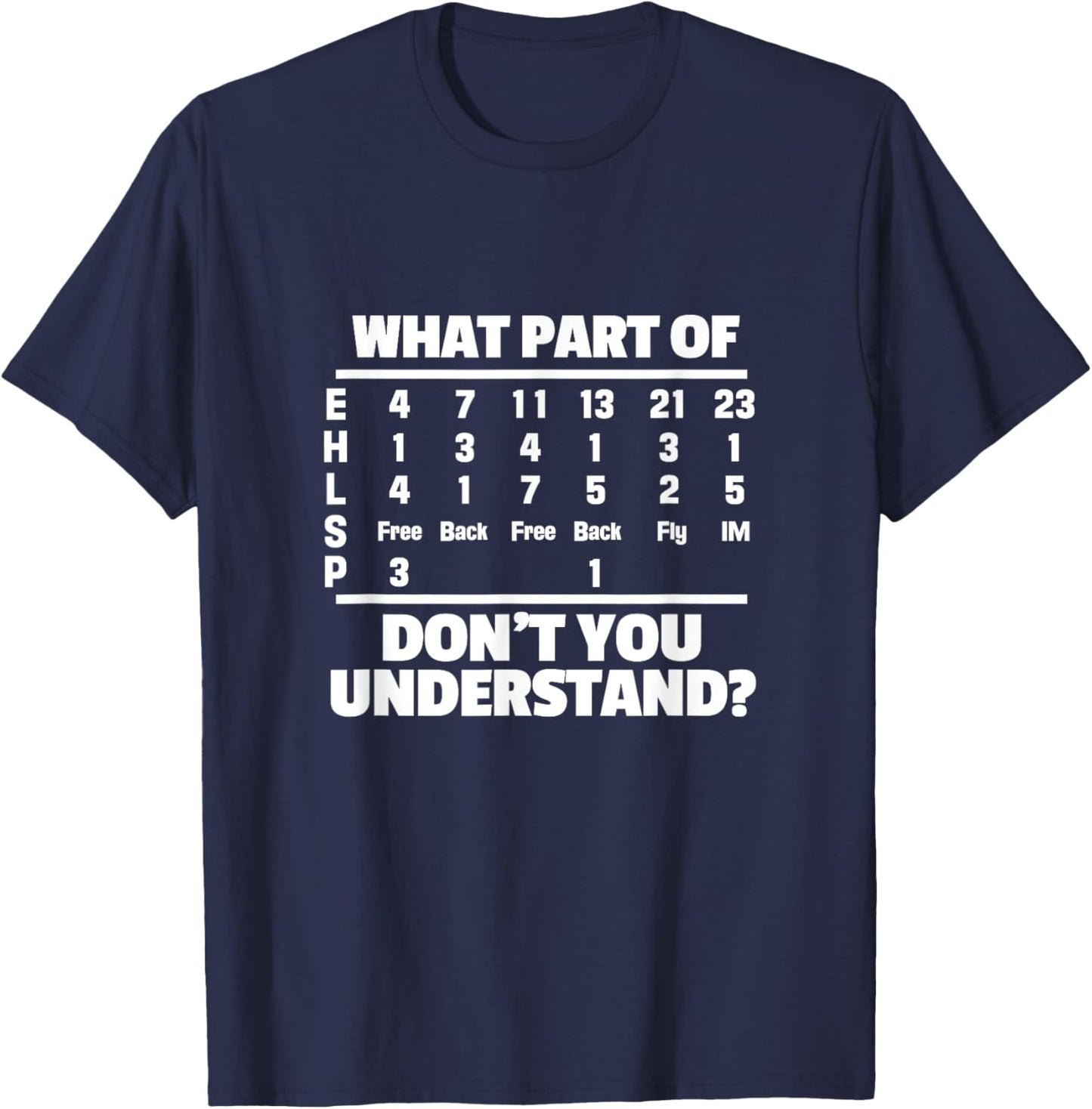 What is part of Don't You Understand? Swimming Swimmer Swimming T-Shirt - T-Shirt | Navy