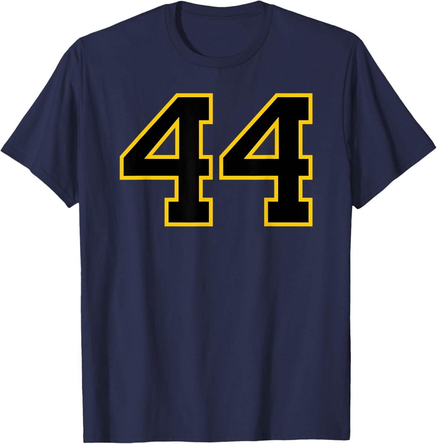 Number #44 Sports Jersey Uniform Yellow Black Lucky Number T-Shirt - T-Shirt | Navy
