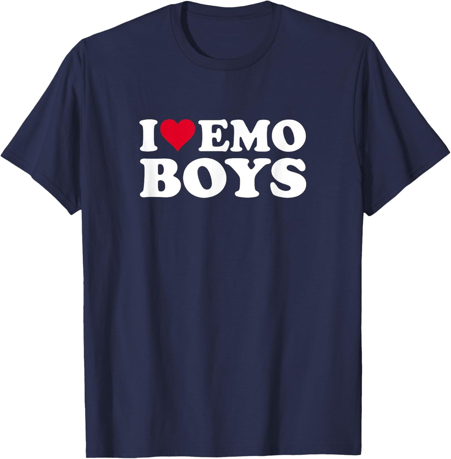 Red Heart Design I Love Emo Boys T-Shirt - T-Shirt | Navy