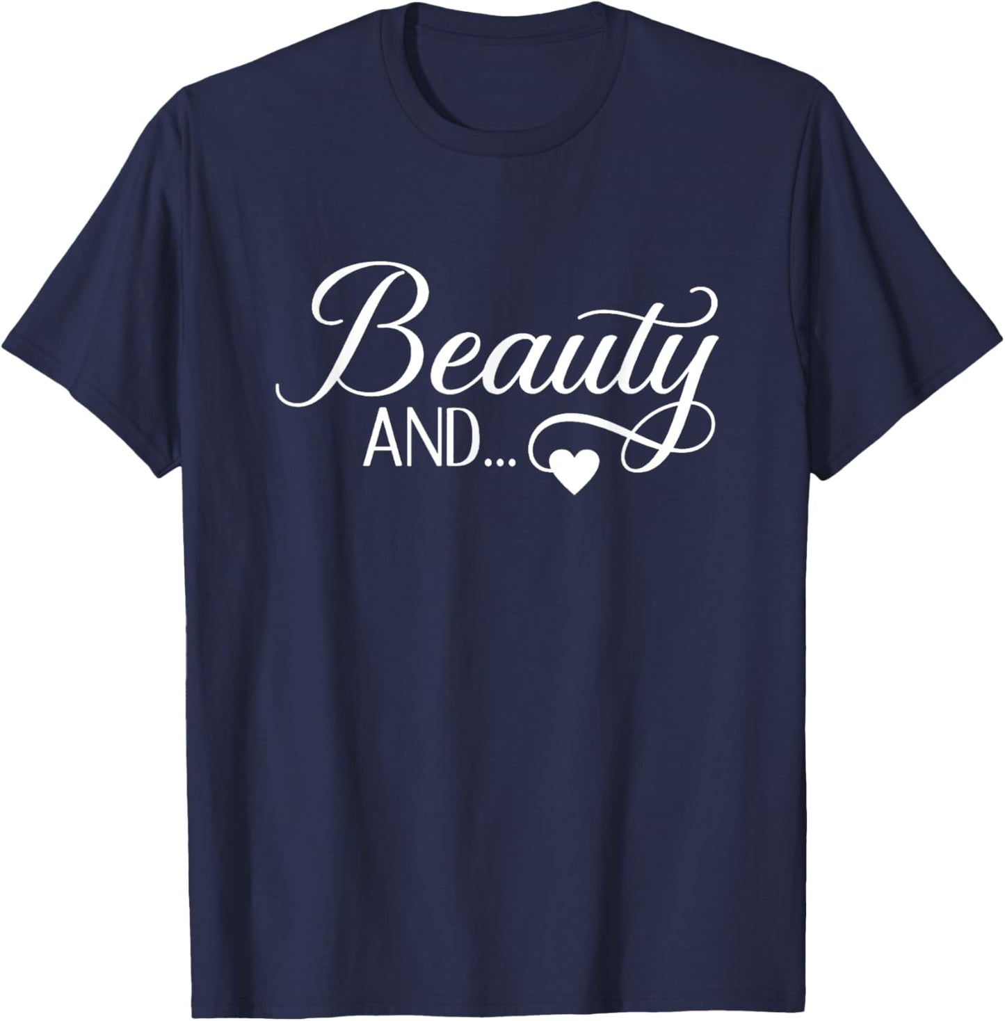Beauty And The Beard, Matching Couples T-Shirt - T-Shirt | Navy