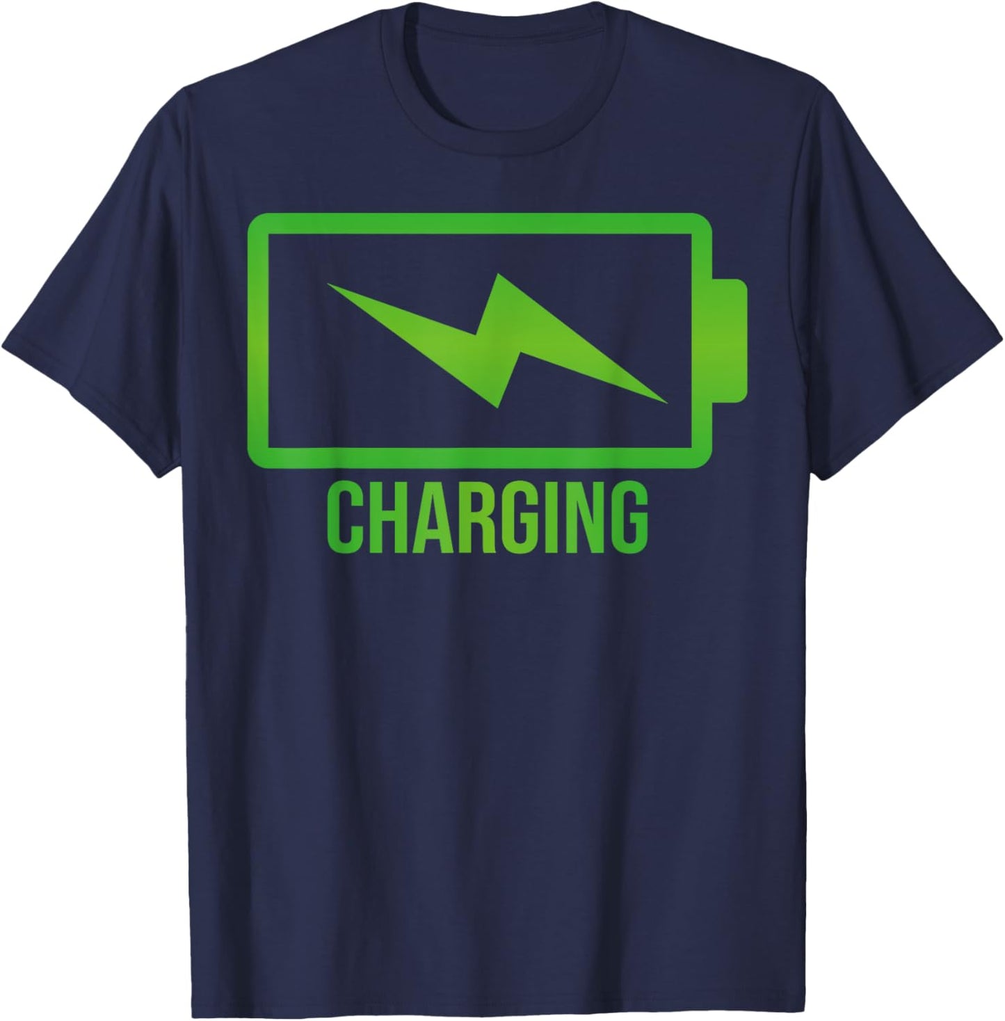 Funny Smart Phone Battery Charging T-Shirt - T-Shirt | Navy