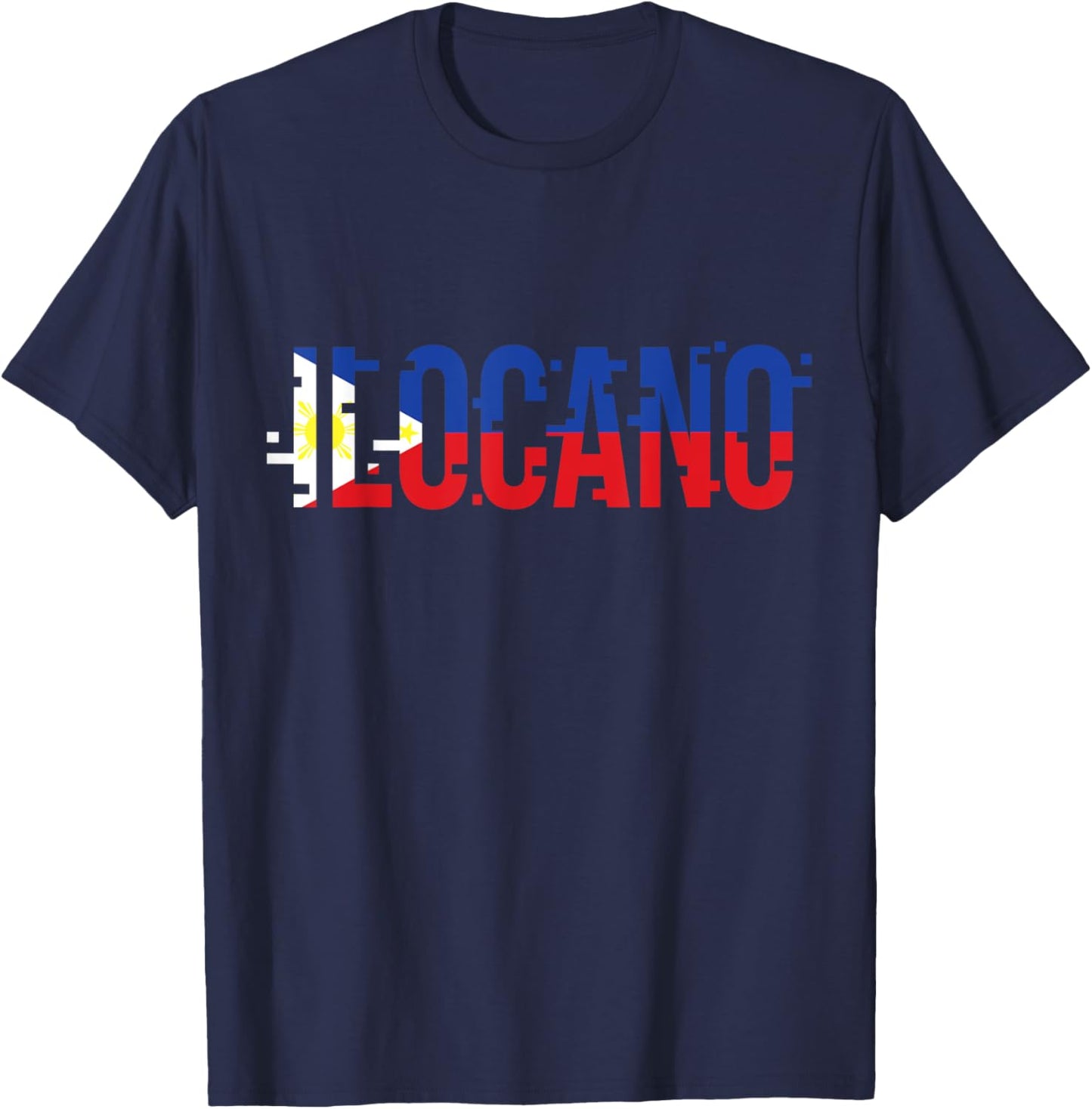 Tatak Noypi Clothing, Inc. Ilocano Filipino Filipina Philippines Flag Pinoy Design -Adults Black Short Sleeve Classic Fit T-Shirt - T-Shirt | Navy
