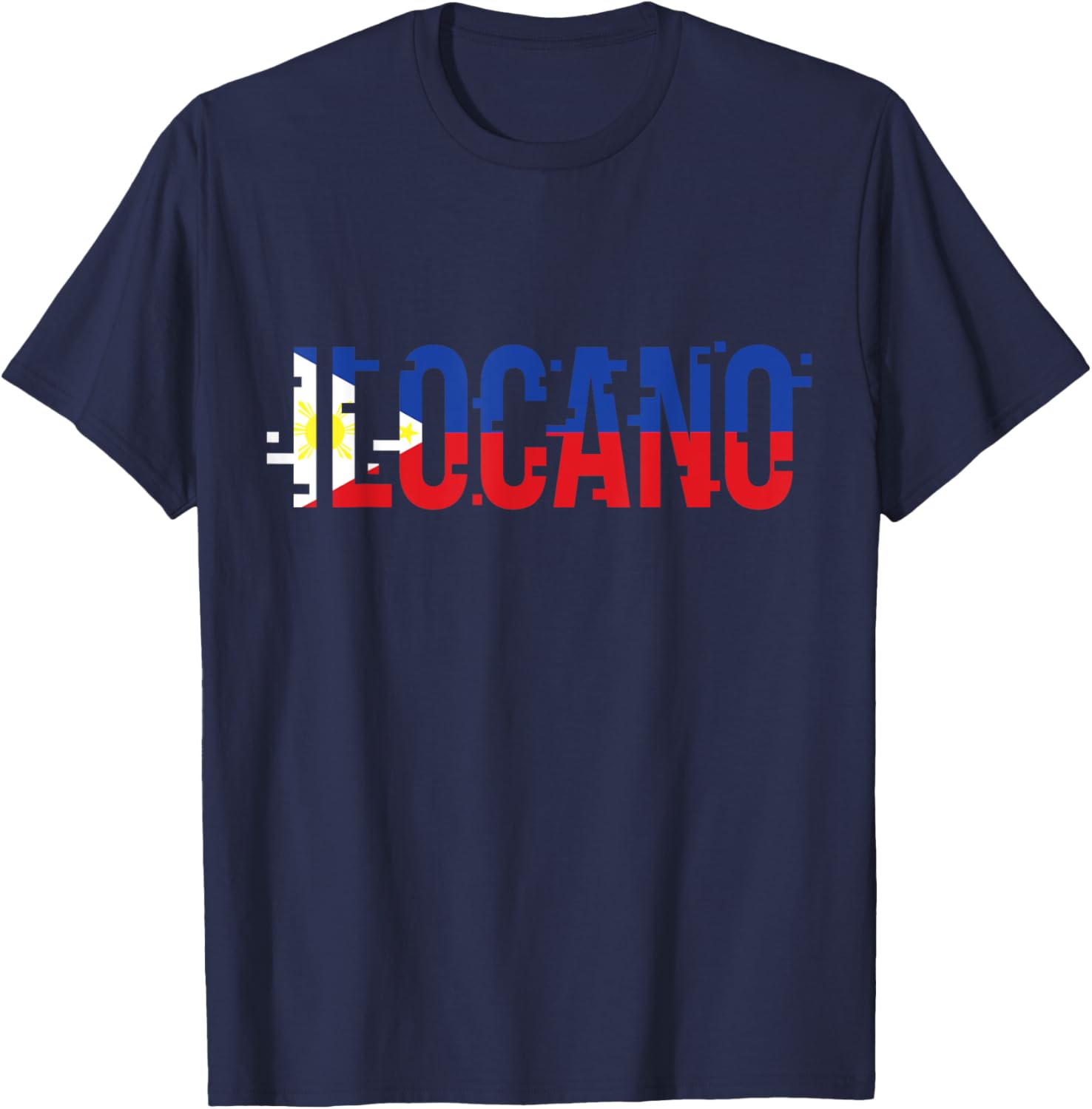 Tatak Noypi Clothing, Inc. Ilocano Filipino Filipina Philippines Flag Pinoy Design -Adults Black Short Sleeve Classic Fit T-Shirt - T-Shirt | Navy