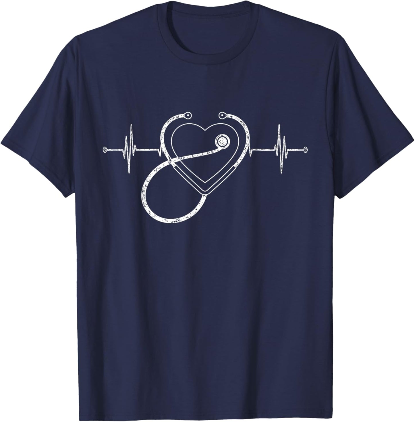 Nursing Stethoscope Nurse Heartbeat Gift Medical Staff Nurse T-Shirt - T-Shirt | Navy