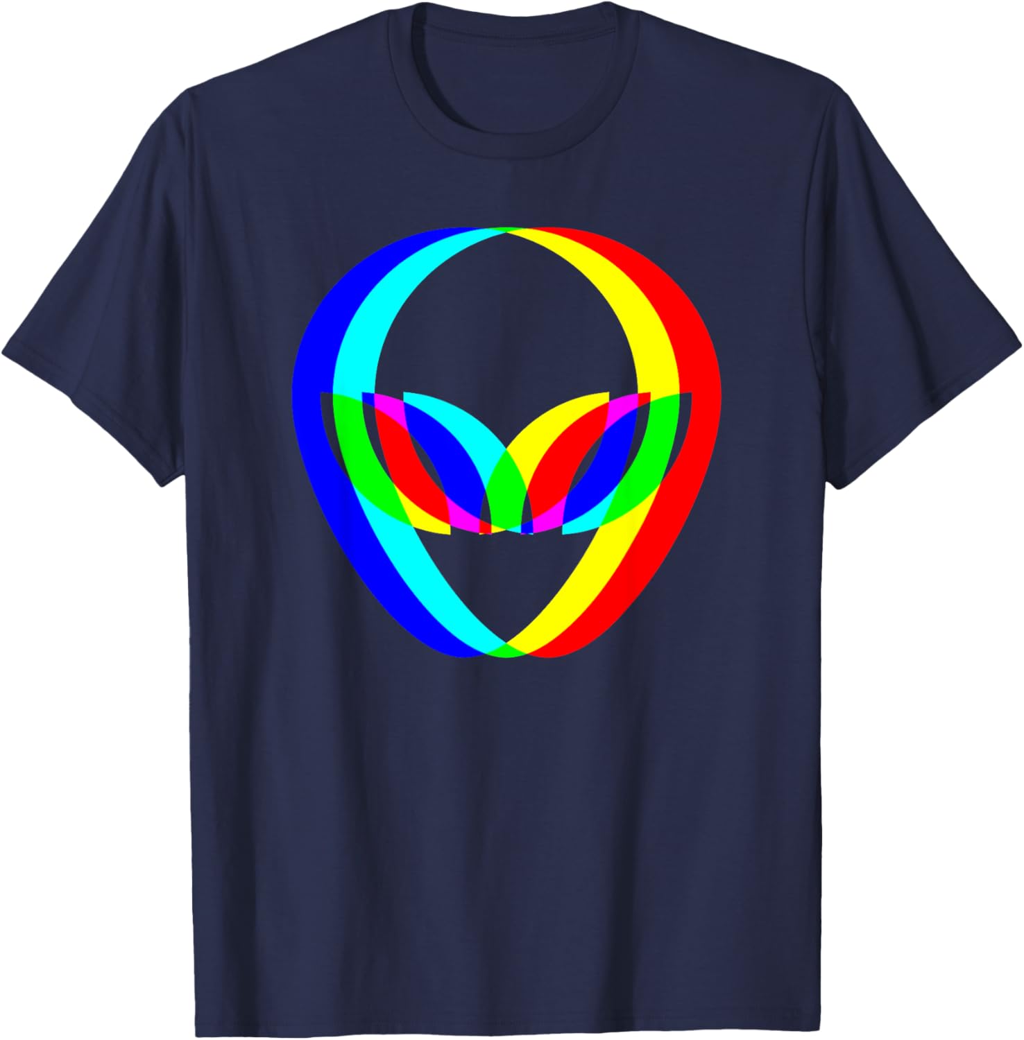 Alien Head Trippy Techno Rave EDM Music Festival Vaporwave T-Shirt - T-Shirt | Navy
