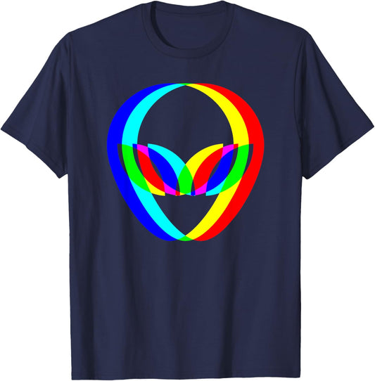 Alien Head Trippy Techno Rave EDM Music Festival Vaporwave T-Shirt - T-Shirt | Navy