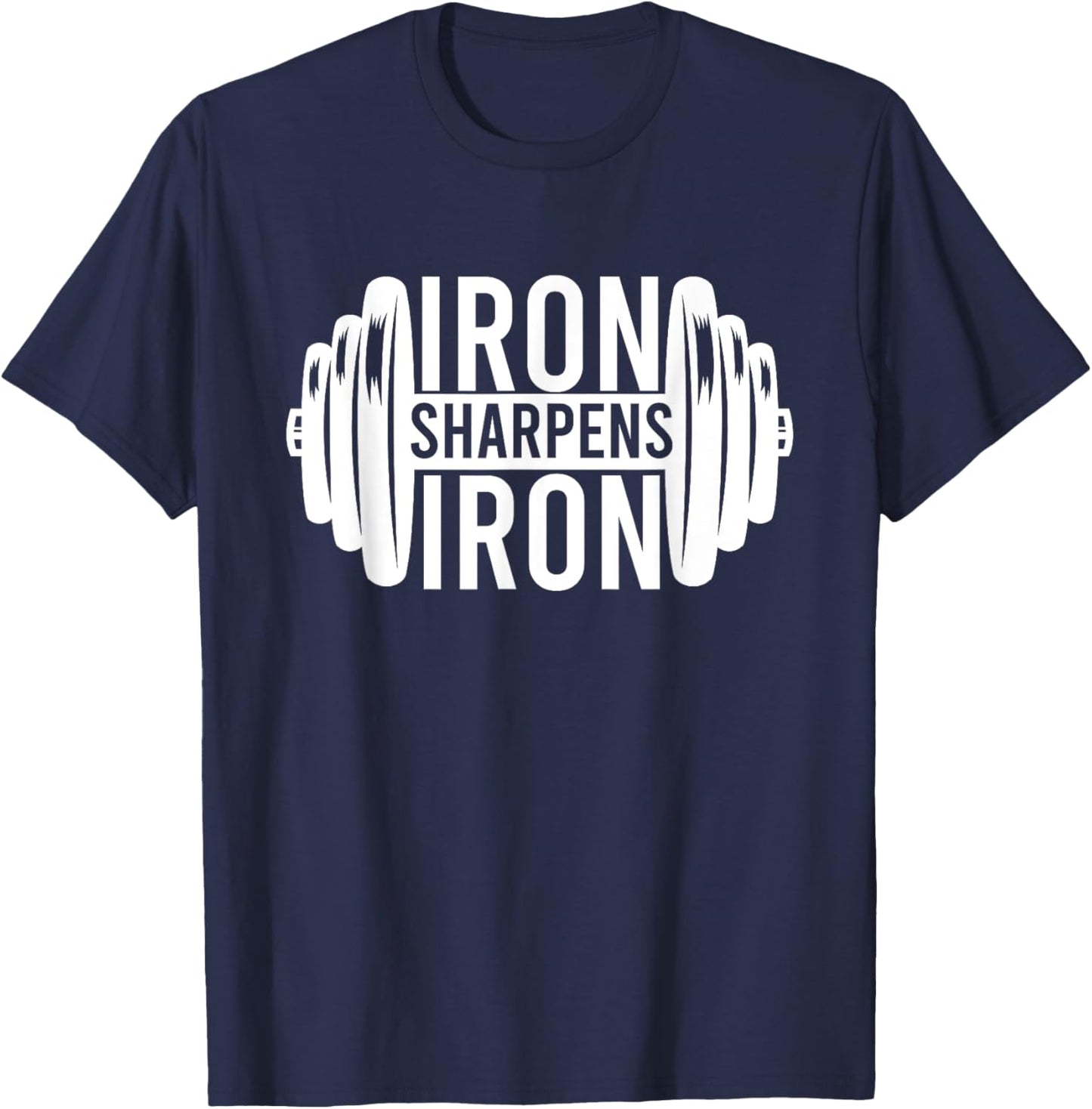 Iron Sharpens Iron Christian Weight Lifting Workout Exercise T-Shirt - T-Shirt | Navy