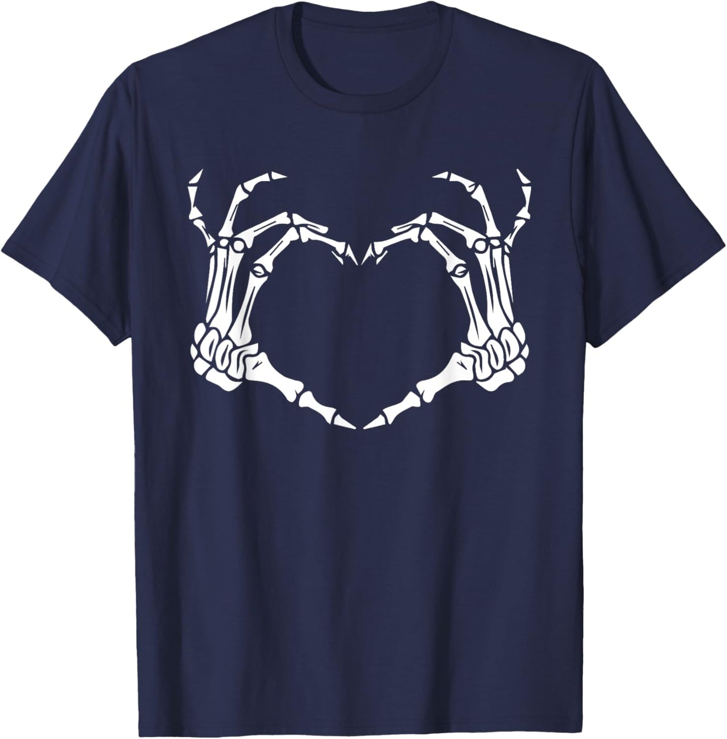 Skeleton Hand Heart Halloween Funny Bones Love T-Shirt - T-Shirt | Navy