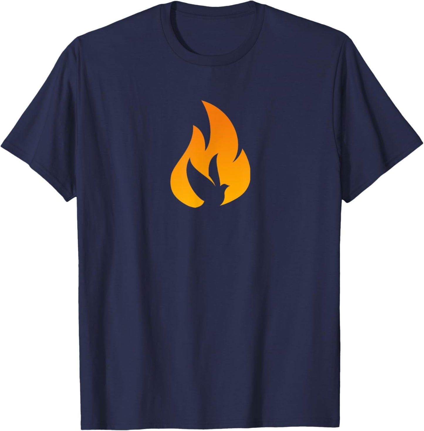 Silhouette Dove Flame Fire Pentecost T-Shirt - T-Shirt | Navy