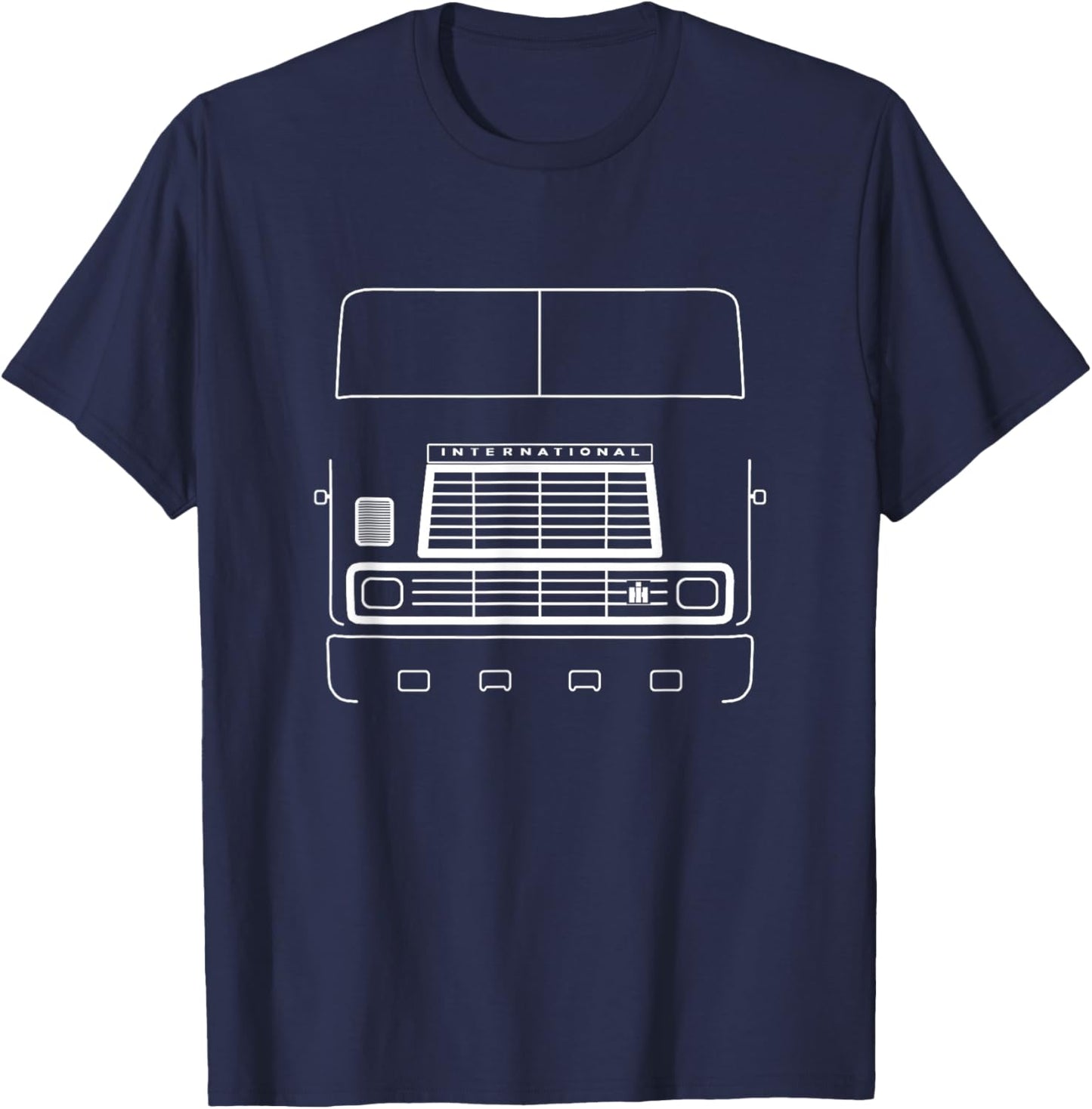 International Harvester vintage big rig truck white outline T-Shirt - T-Shirt | Navy