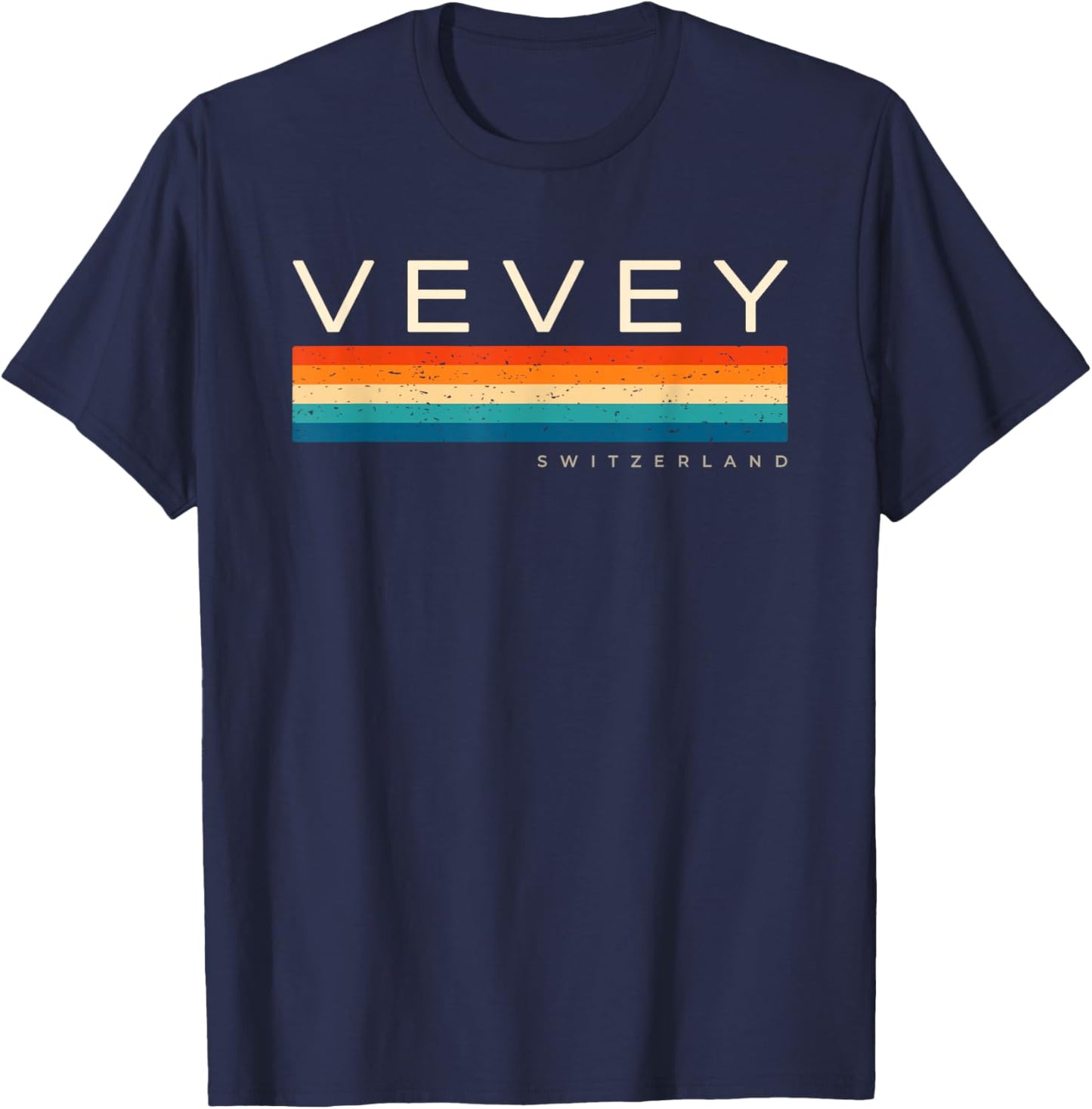 Vevey Switzerland Retro Design T-Shirt - T-Shirt | Navy