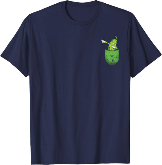 Cute Pocket Cucumber Vegetable Lover Funny Dabbing Pickle T-Shirt - T-Shirt | Navy