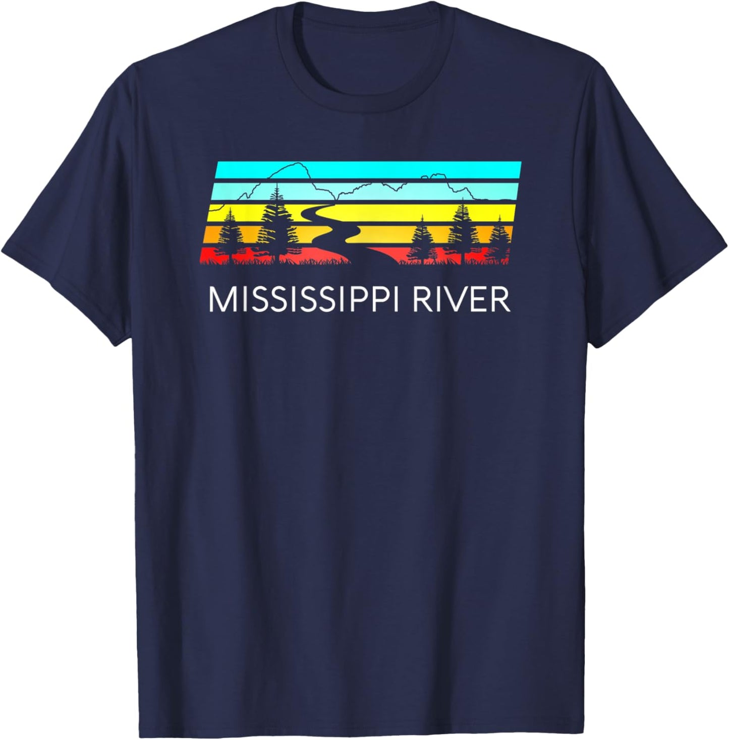 Mississippi River Retro Vintage Delta Louisiana Lake Itasca T-Shirt - T-Shirt | Navy