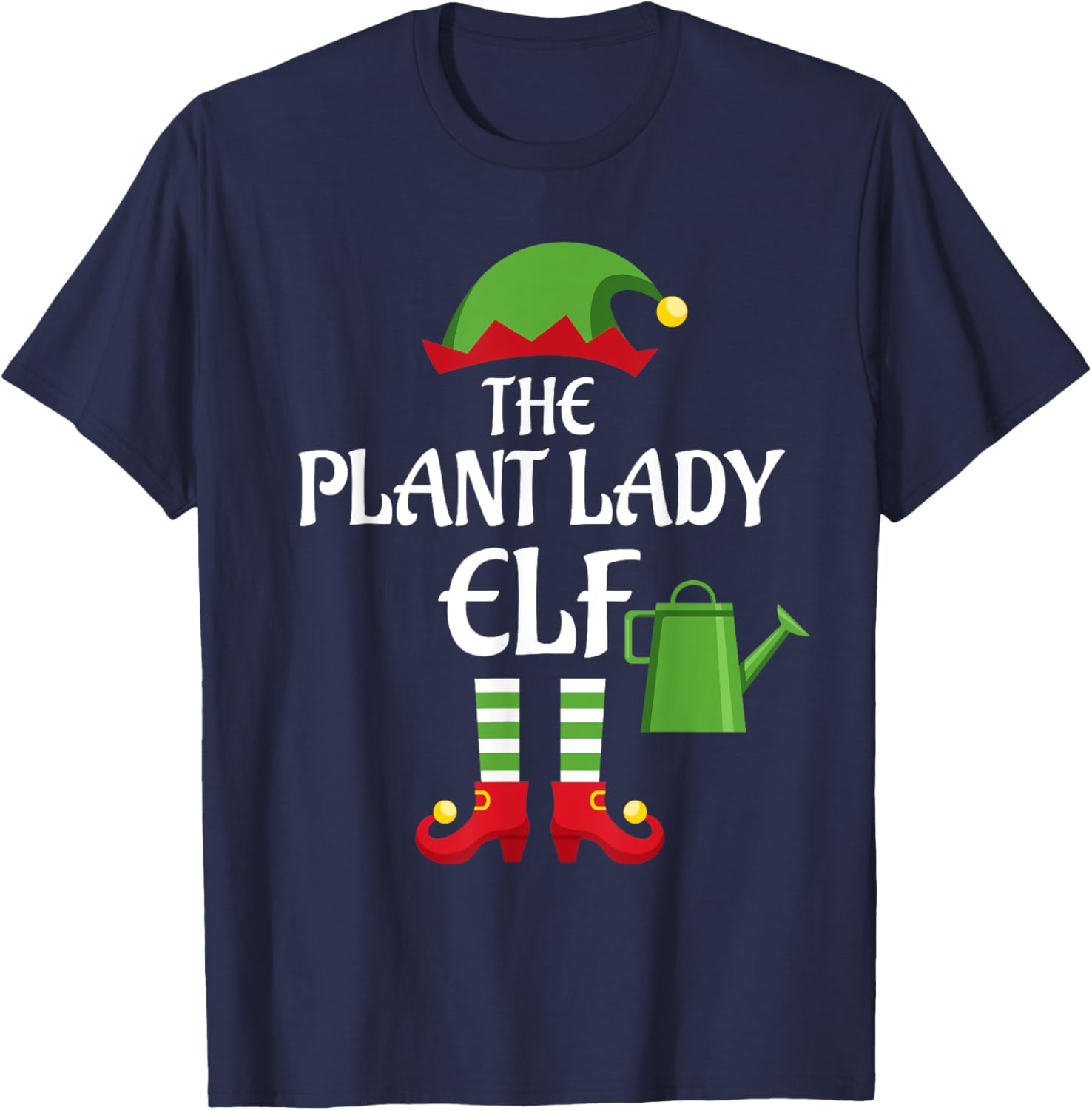 Plant Lady Elf Family Matching Group Christmas T-Shirt - T-Shirt | Navy