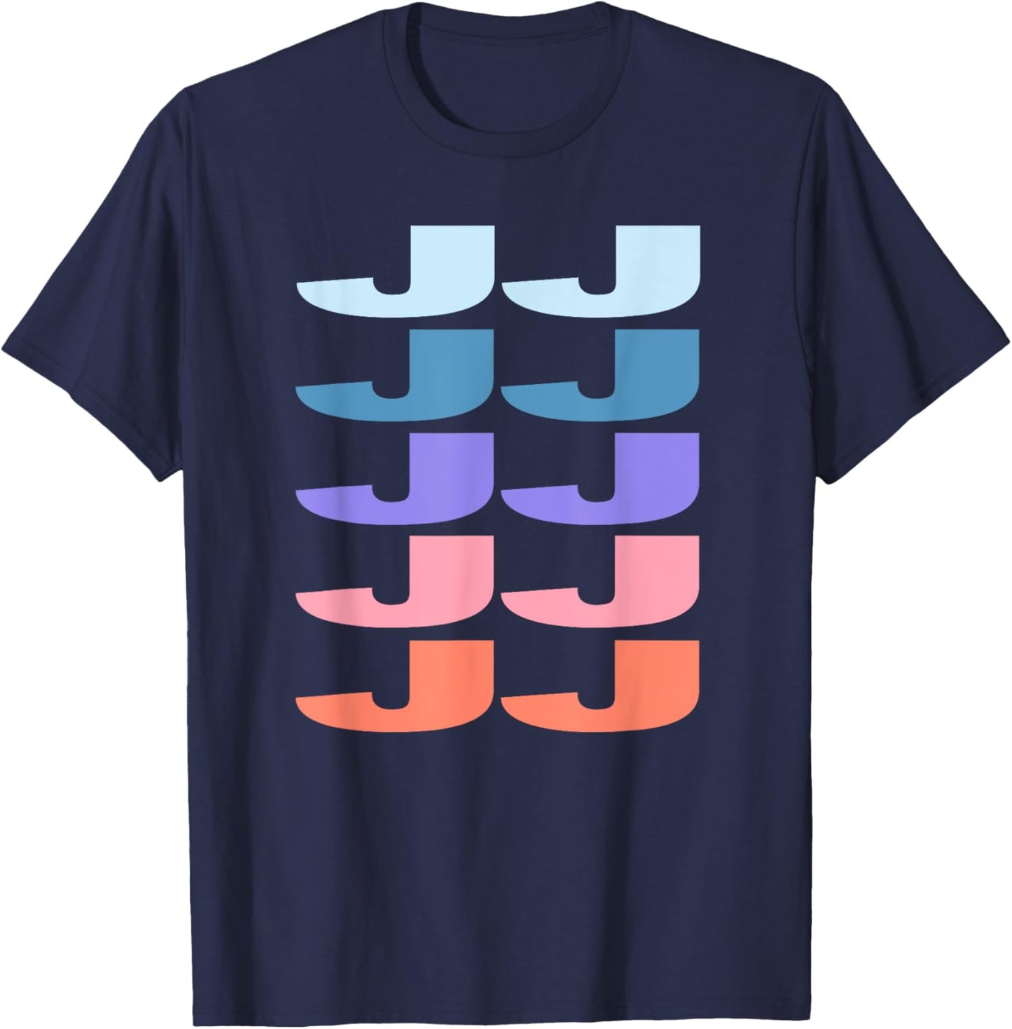Funny Modern Repeated Text Design JJ T-Shirt - T-Shirt | Navy