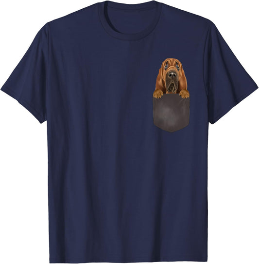 Dog In Pocket Funny Dog Lover Bloodhound Men Women Girls Kids T-Shirt - T-Shirt | Navy
