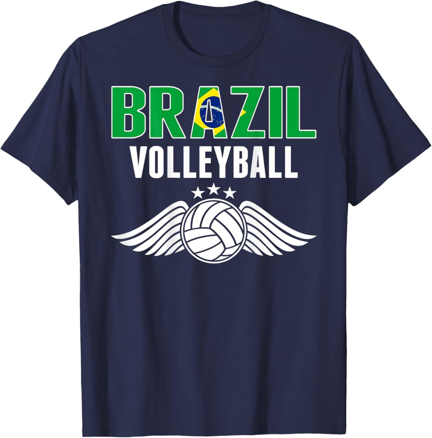 Brazil Volleyball Lovers Jersey - Brazilian Flag Sport Fans T-Shirt - T-Shirt | Navy