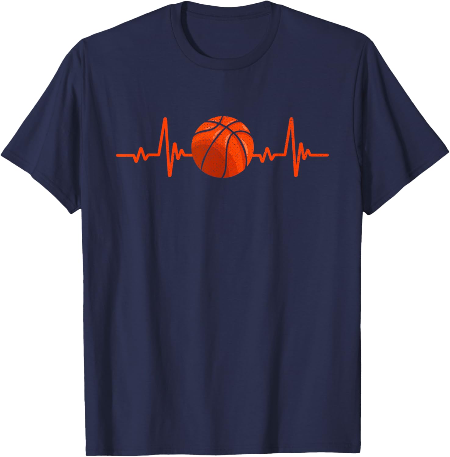 Basketball Lover Heartbeat Vintage Retro Basketball Player T-Shirt - T-Shirt | Navy