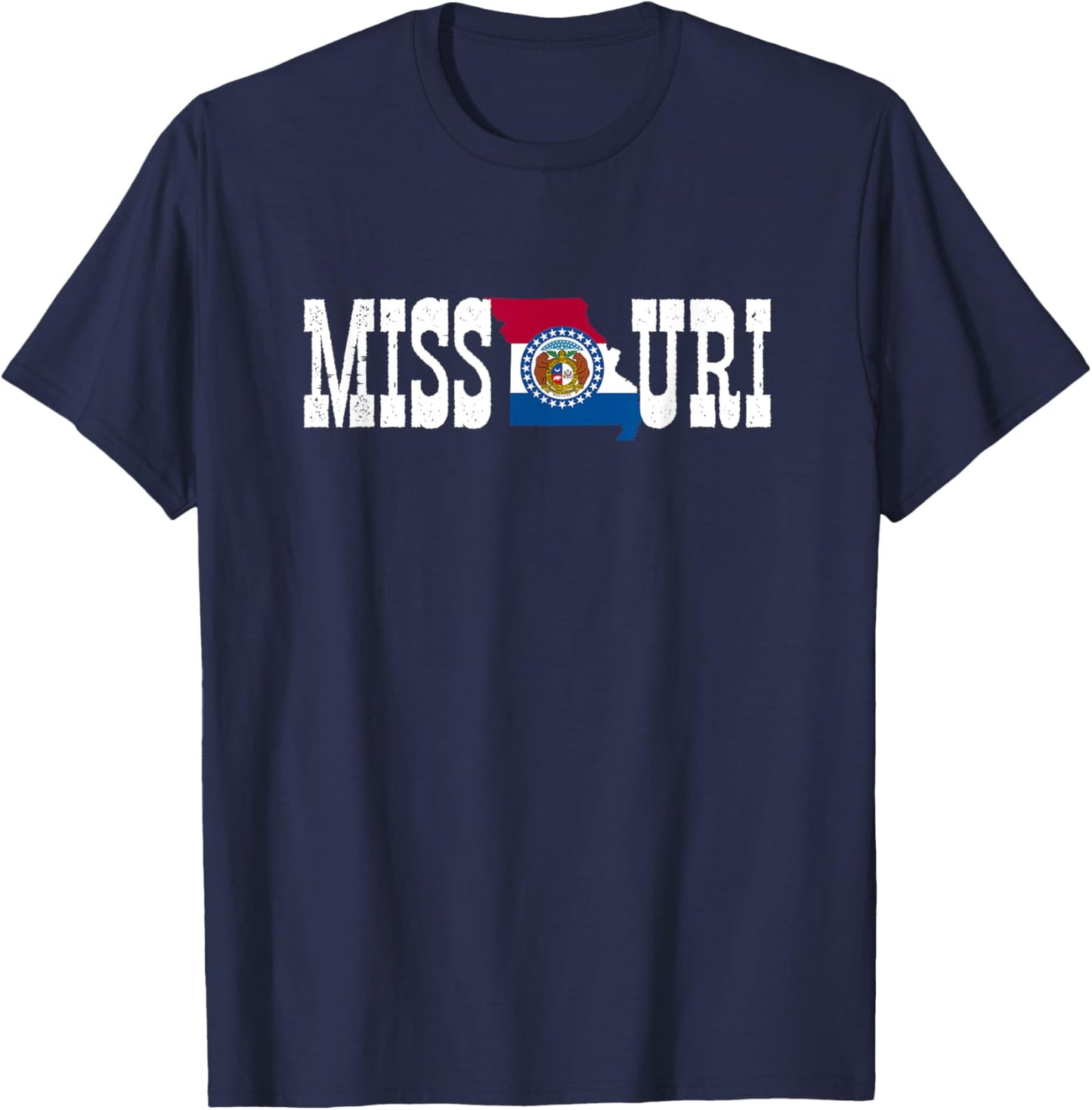 Missouri State and Missouri Flag with Pride for Missouri T-Shirt - T-Shirt | Navy
