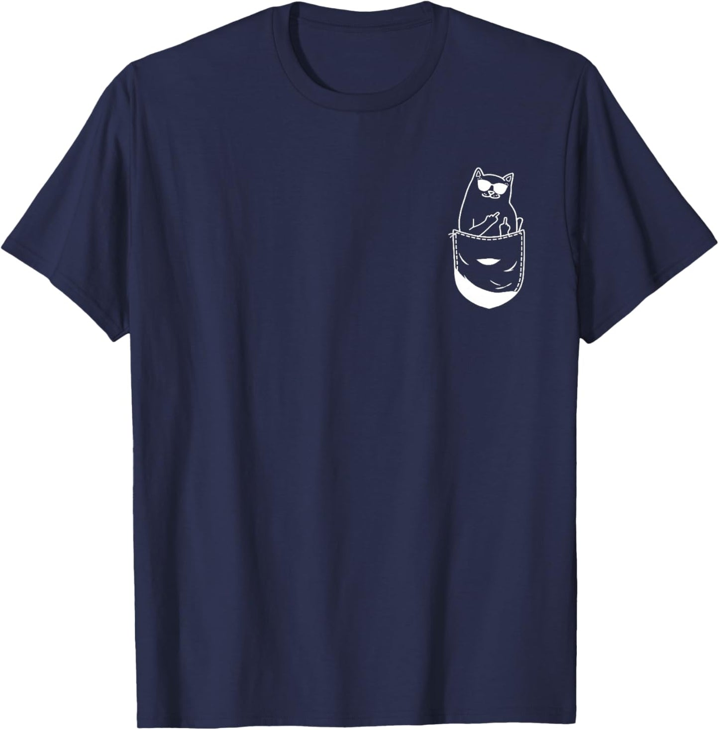 Pocket Cats Flipping Off Hilarious Animal Meme Kitten Owner T-Shirt - T-Shirt | Navy