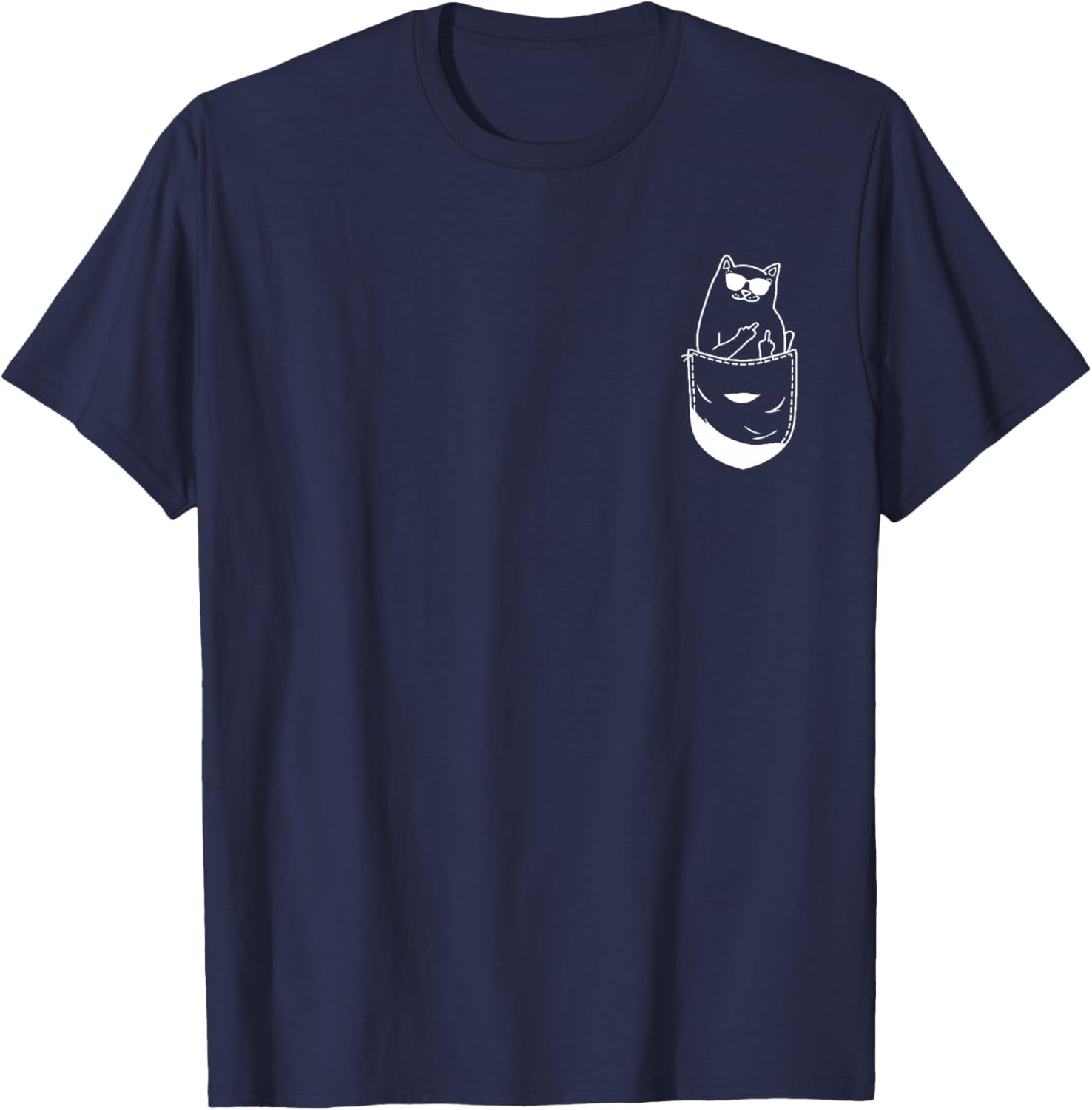 Pocket Cats Flipping Off Hilarious Animal Meme Kitten Owner T-Shirt - T-Shirt | Navy