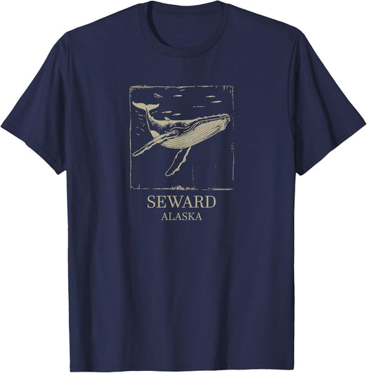 Seward Alaska Humpback Whale T-Shirt - T-Shirt | Navy