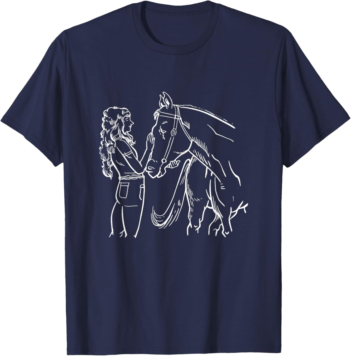 Girl With Horse Woman T-Shirt - T-Shirt | Navy