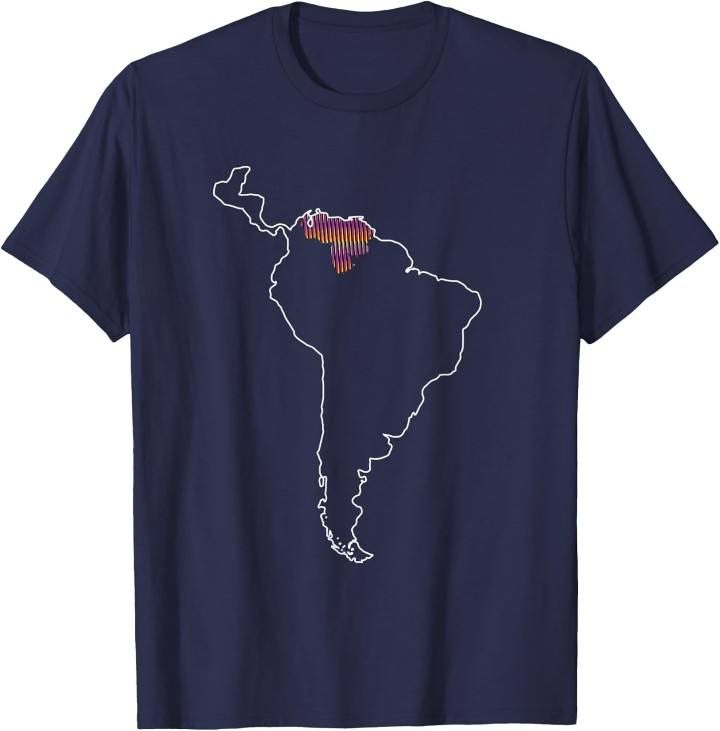 Where is Venezuela Map Chromatic Art Gift T-Shirt - T-Shirt | Navy
