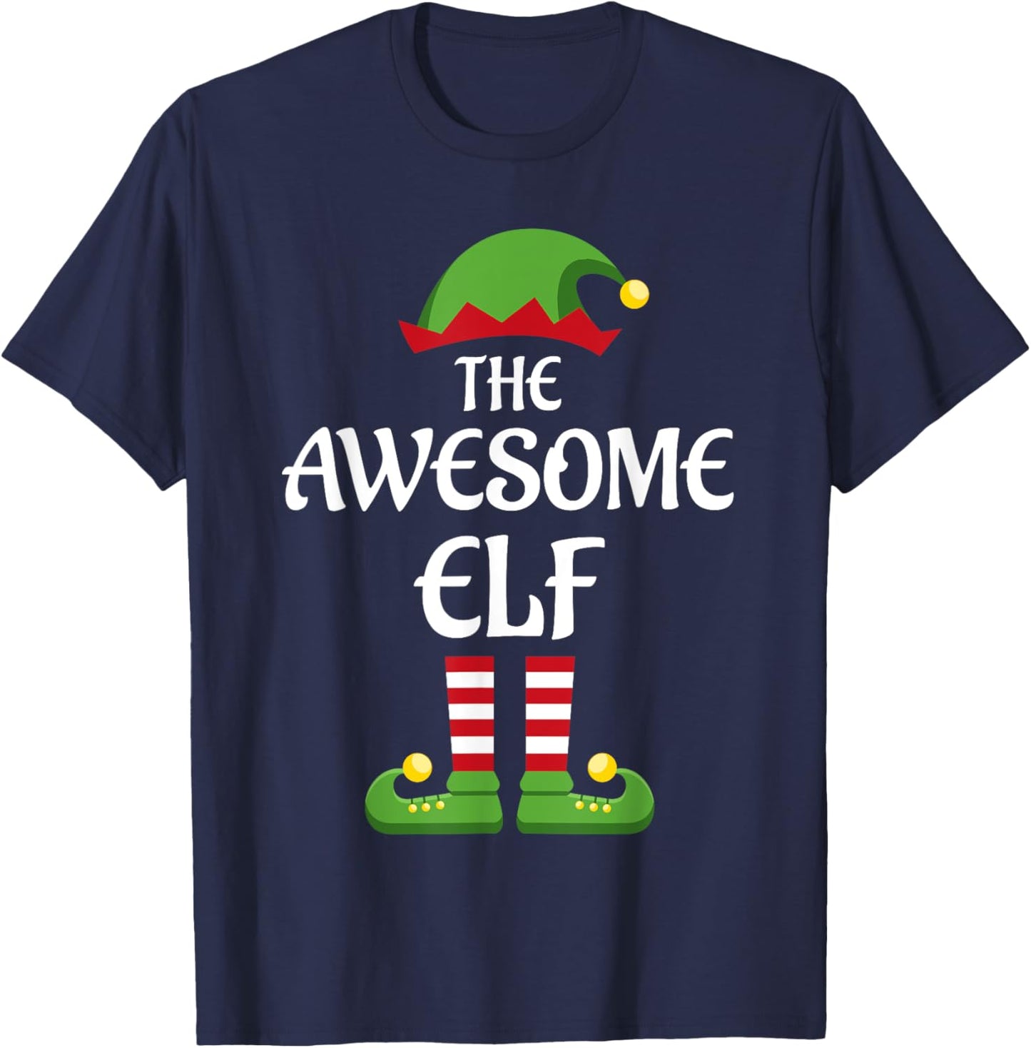 Awesome Elf Family Matching Group Christmas T-Shirt - T-Shirt | Navy