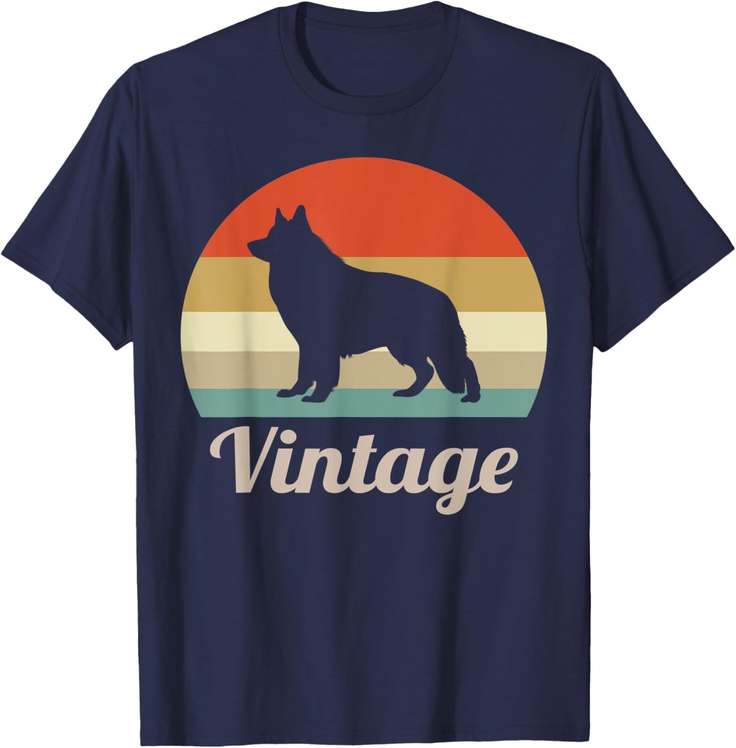 White Swiss Shepherd Dog Lover Vintage Retro Style Men Women Kids T-Shirt - T-Shirt | Navy