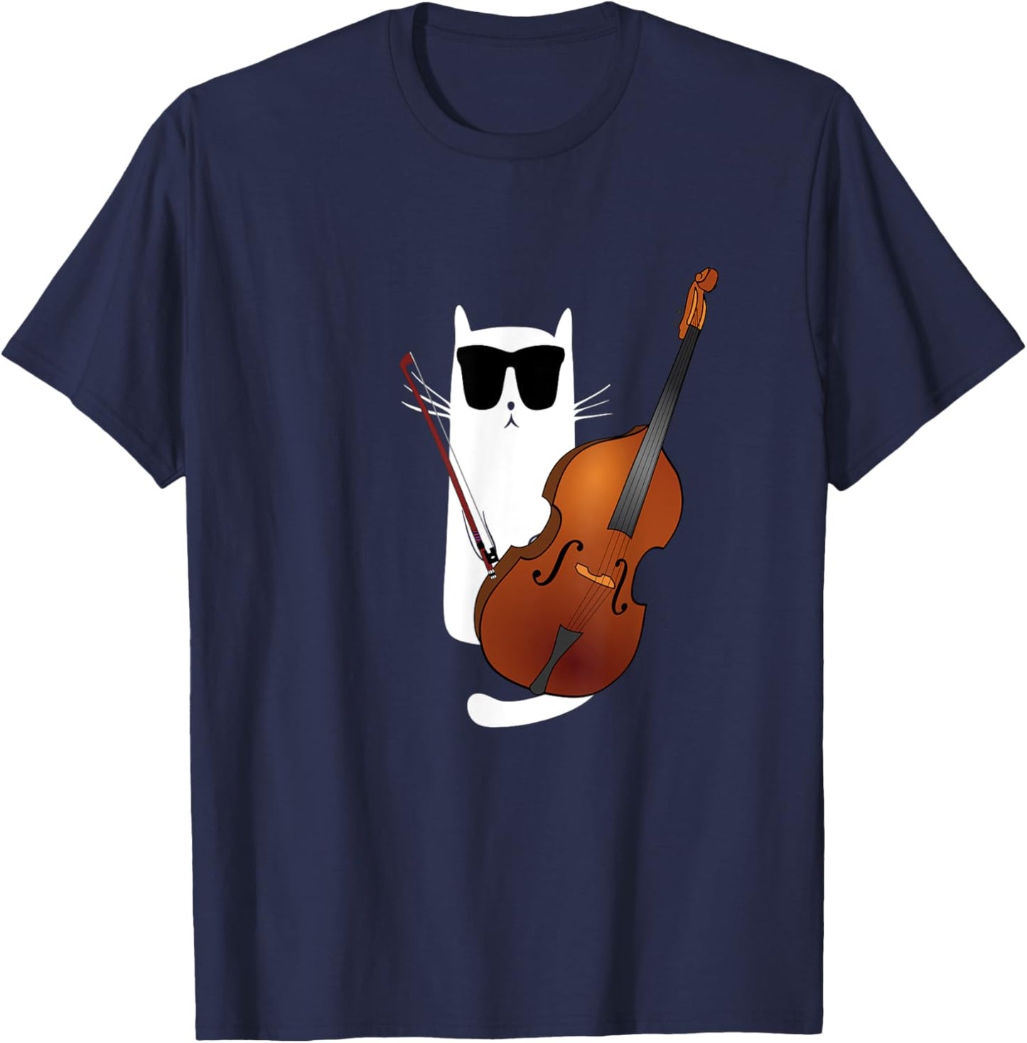 Funny Cat Wearing Sunglasses Playing Viola T-Shirt - T-Shirt | Navy
