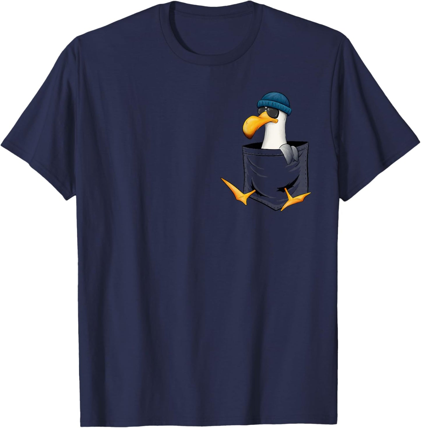 Funky Hipster Seagull With Sunglasses In Pocket T-Shirt - T-Shirt | Navy