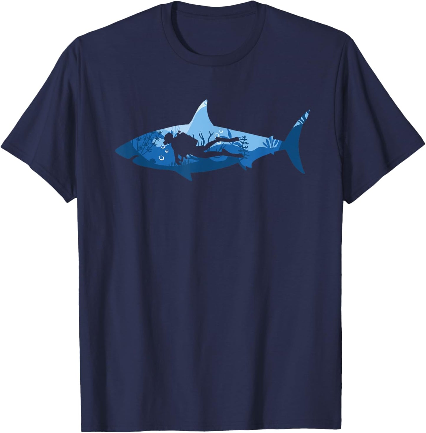 Great Shark Diver Design Scuba Diving T-Shirt - T-Shirt | Navy