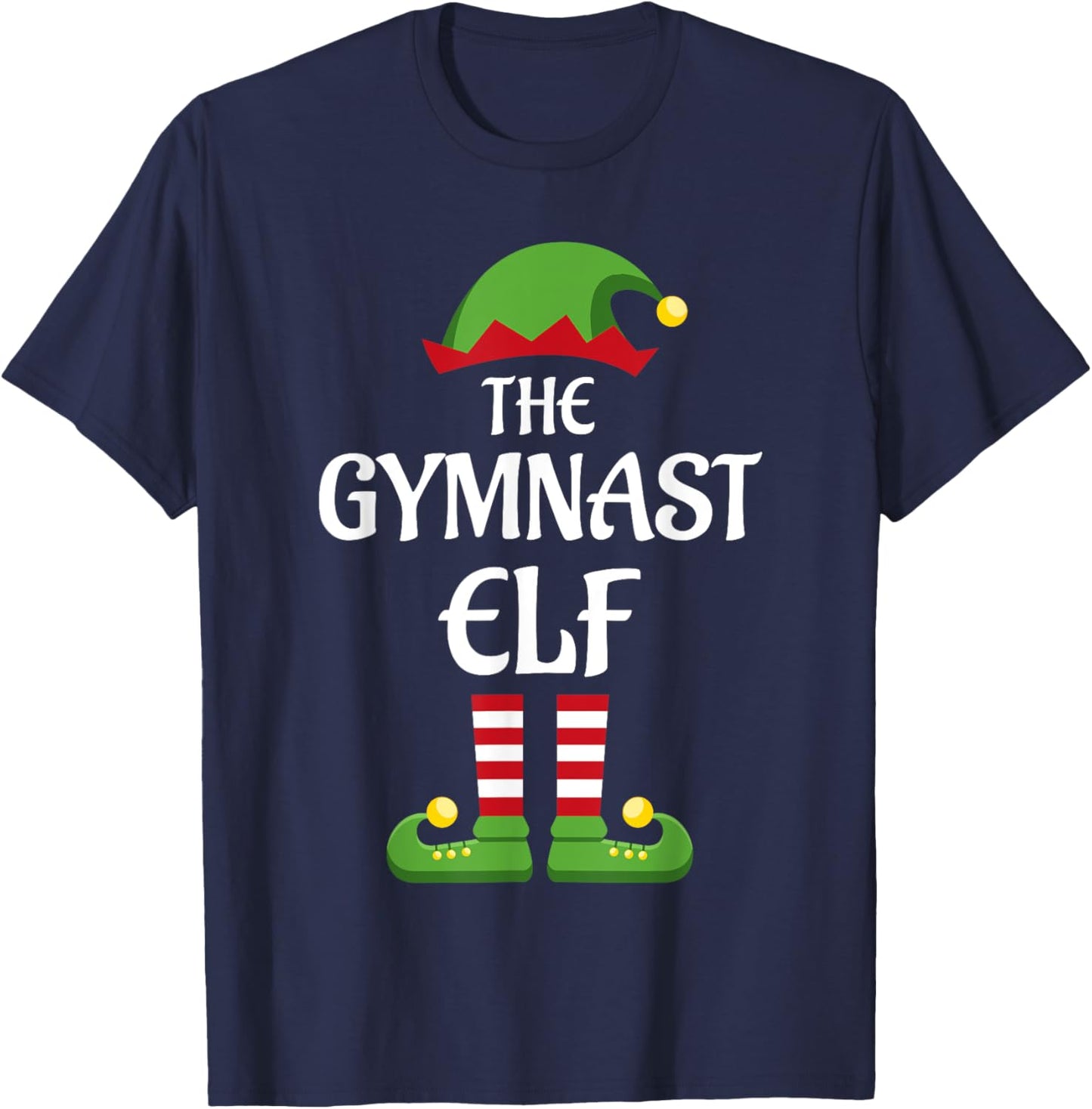 Gymnast Elf Family Matching Group Christmas Gymnastics T-Shirt - T-Shirt | Navy