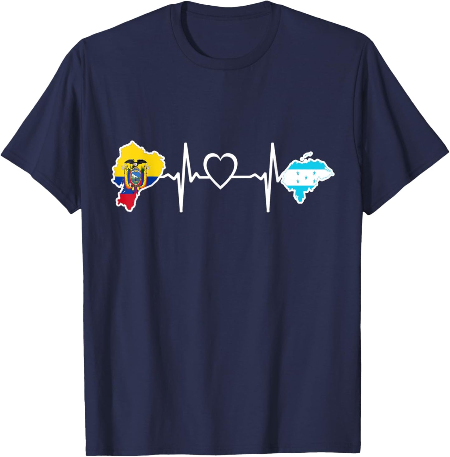 Ecuadorian Honduras Flag - Ecuador Honduran Heartbeat T-Shirt - T-Shirt | Navy