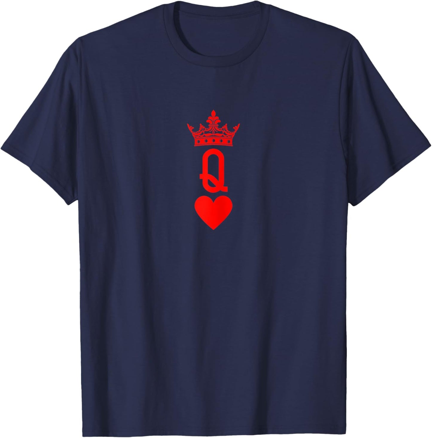 Queen of Hearts Cards Matching Couple Saint Valentine's Day T-Shirt - T-Shirt | Navy