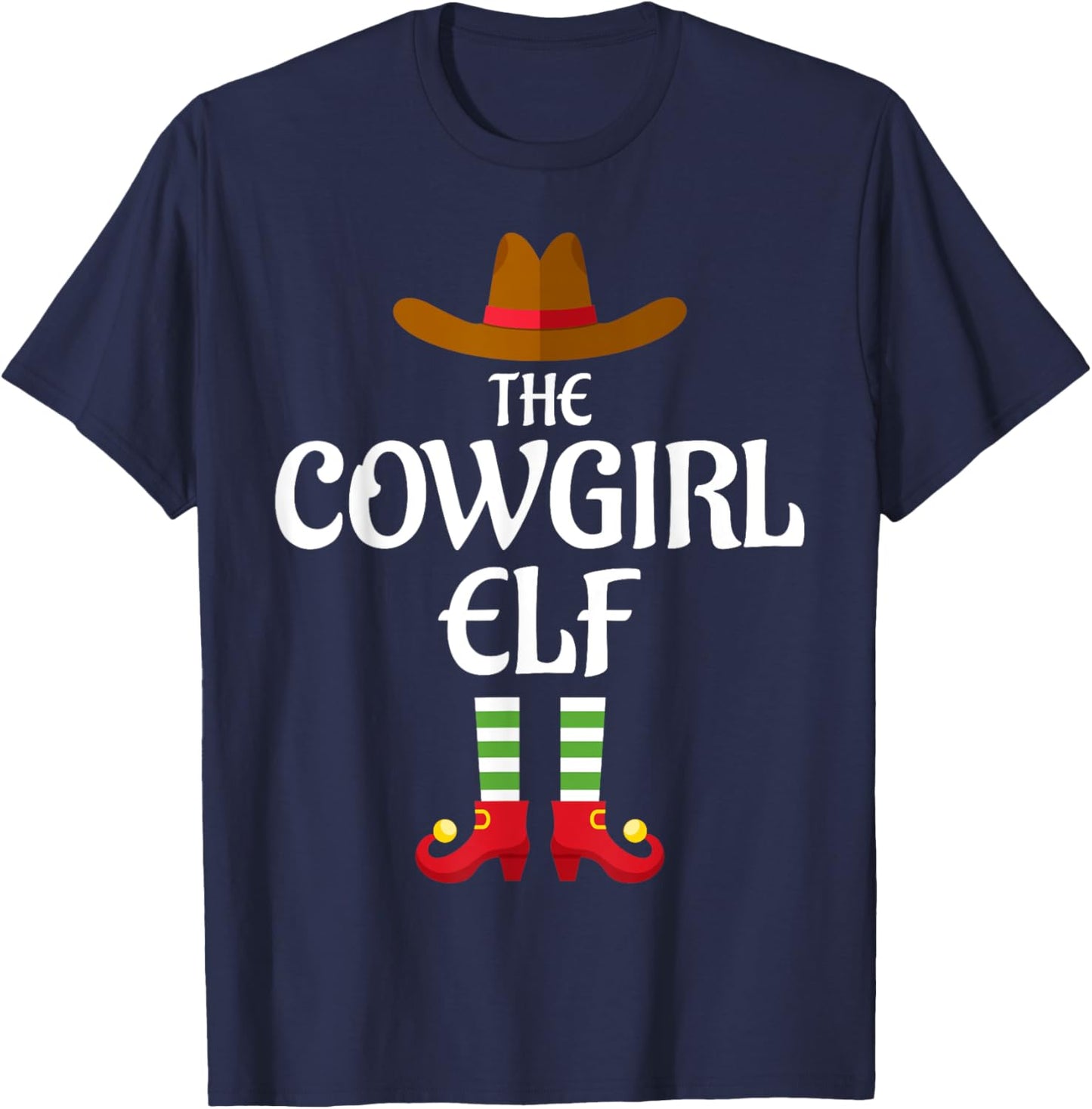 Cowgirl Elf Family Matching Group Christmas T-Shirt - T-Shirt | Navy