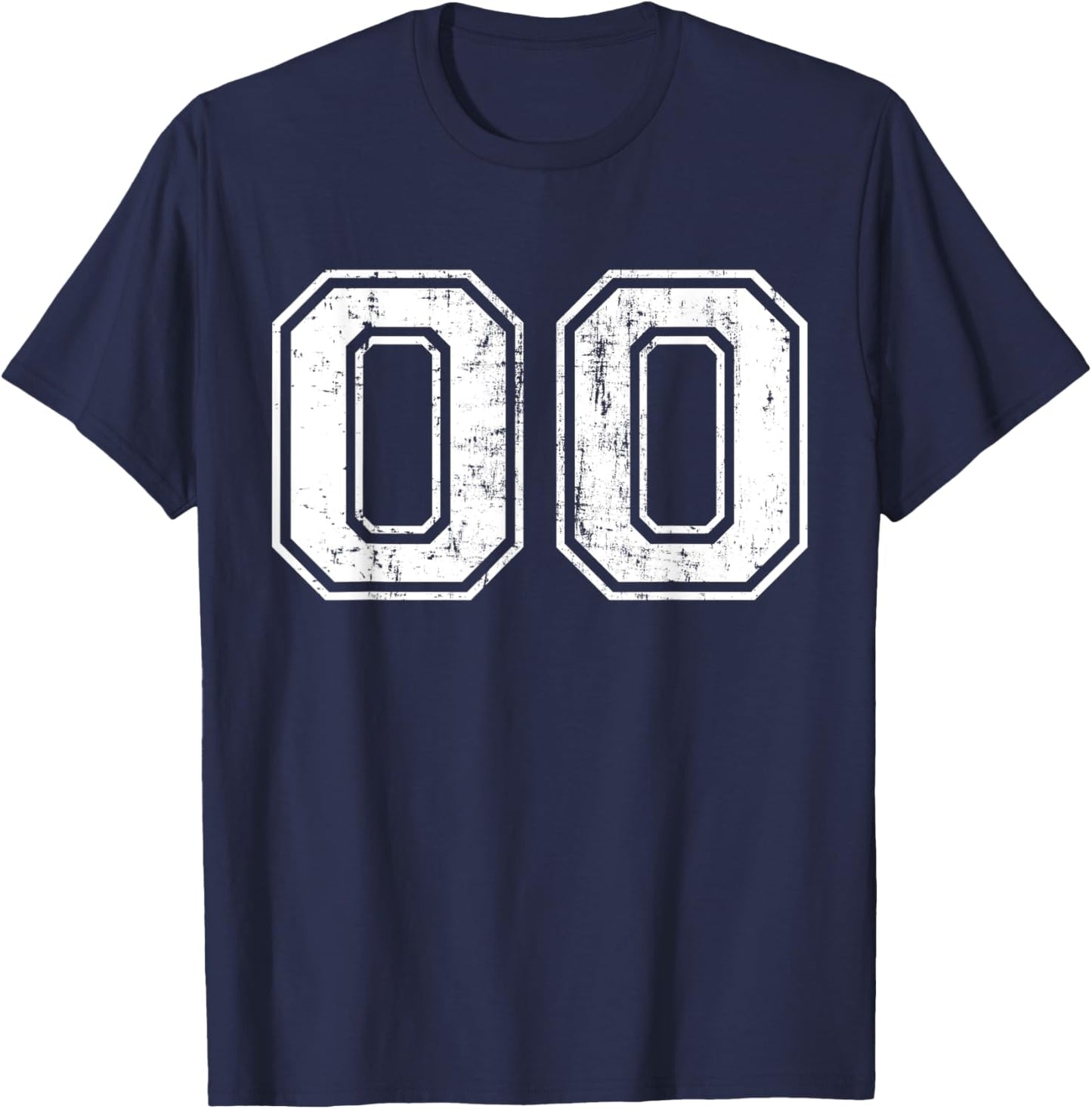 Number 00 Distressed Vintage Sports Training Practice Team T-Shirt - T-Shirt | Navy