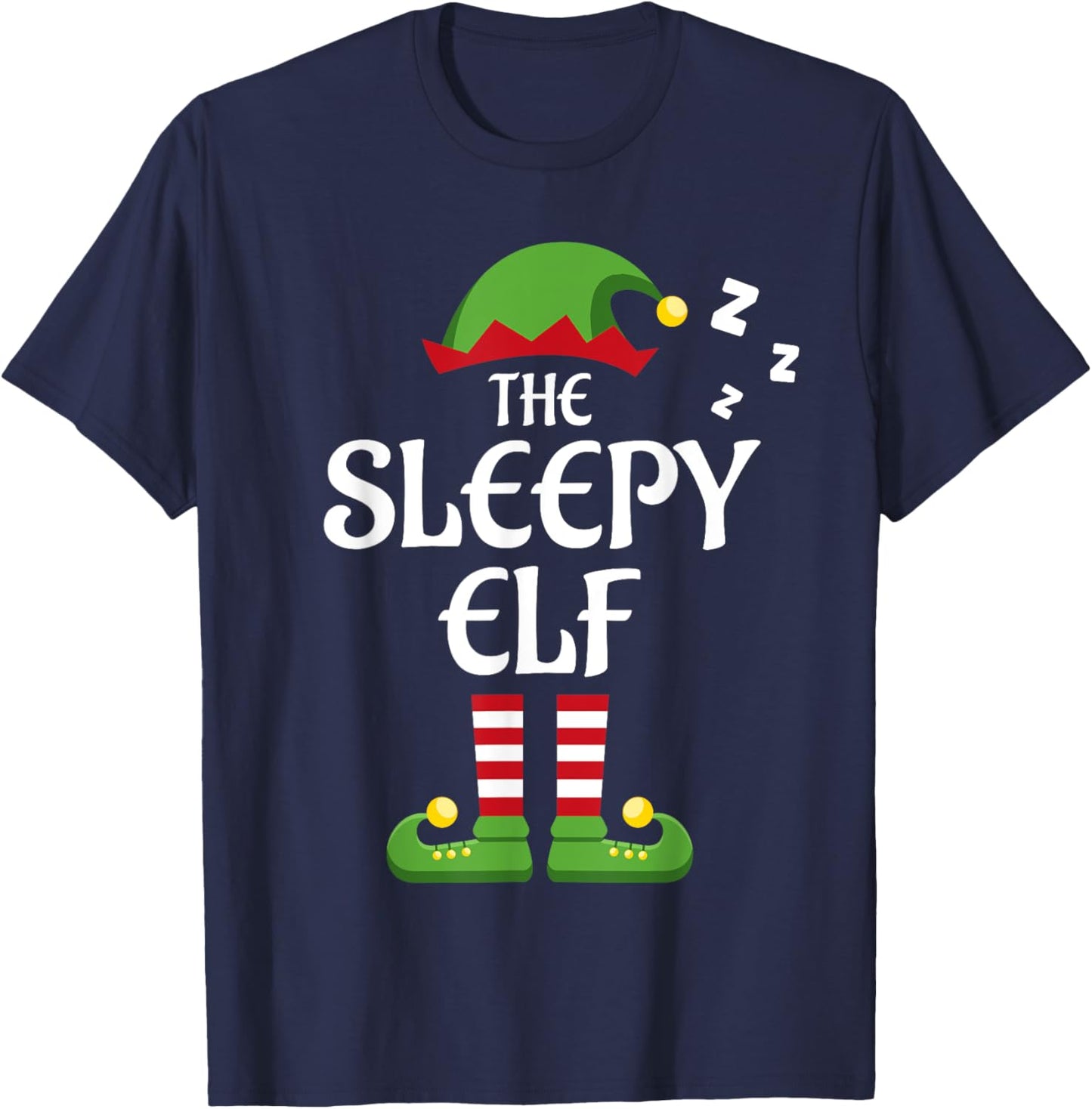 Sleepy Elf Family Matching Group Christmas T-Shirt - T-Shirt | Navy