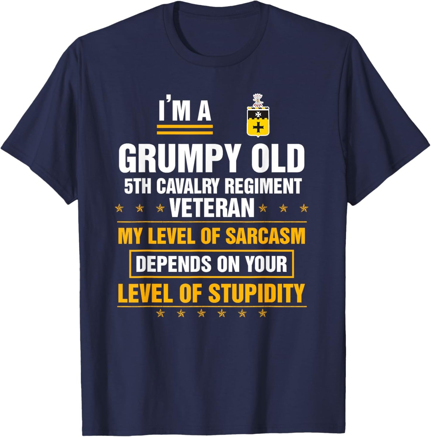 Grumpy Old 5th Cavalry Regiment Veteran Soldier Funny Xmas T-Shirt - T-Shirt | Navy