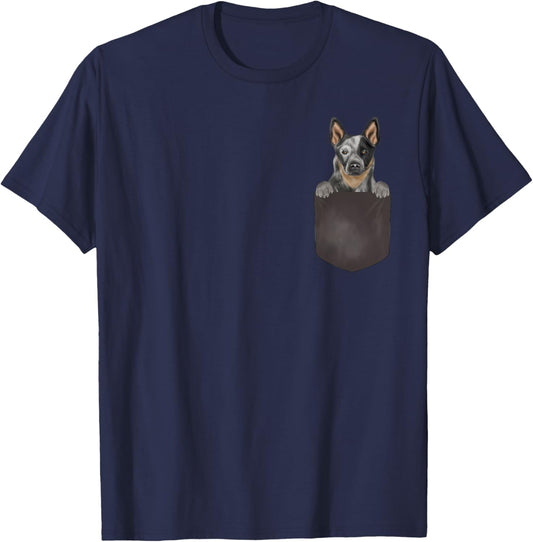 Dog In Pocket Funny Dog Lover Australian Cattle Dog T-Shirt - T-Shirt | Navy