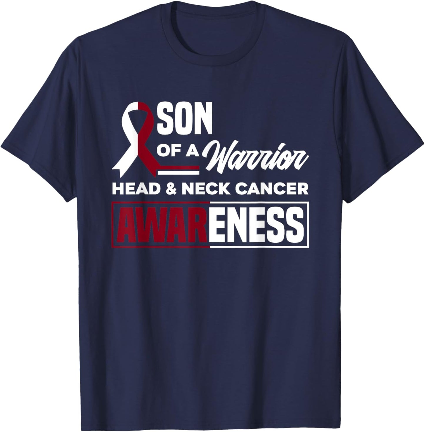 Son Of A Warrior Support Oral Head & Neck Cancer Awareness T-Shirt - T-Shirt | Navy