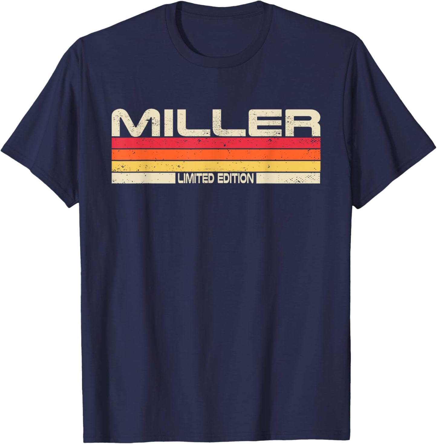 Miller Surname Birthday Family Reunion 80s 90s Sunset T-Shirt - T-Shirt | Navy