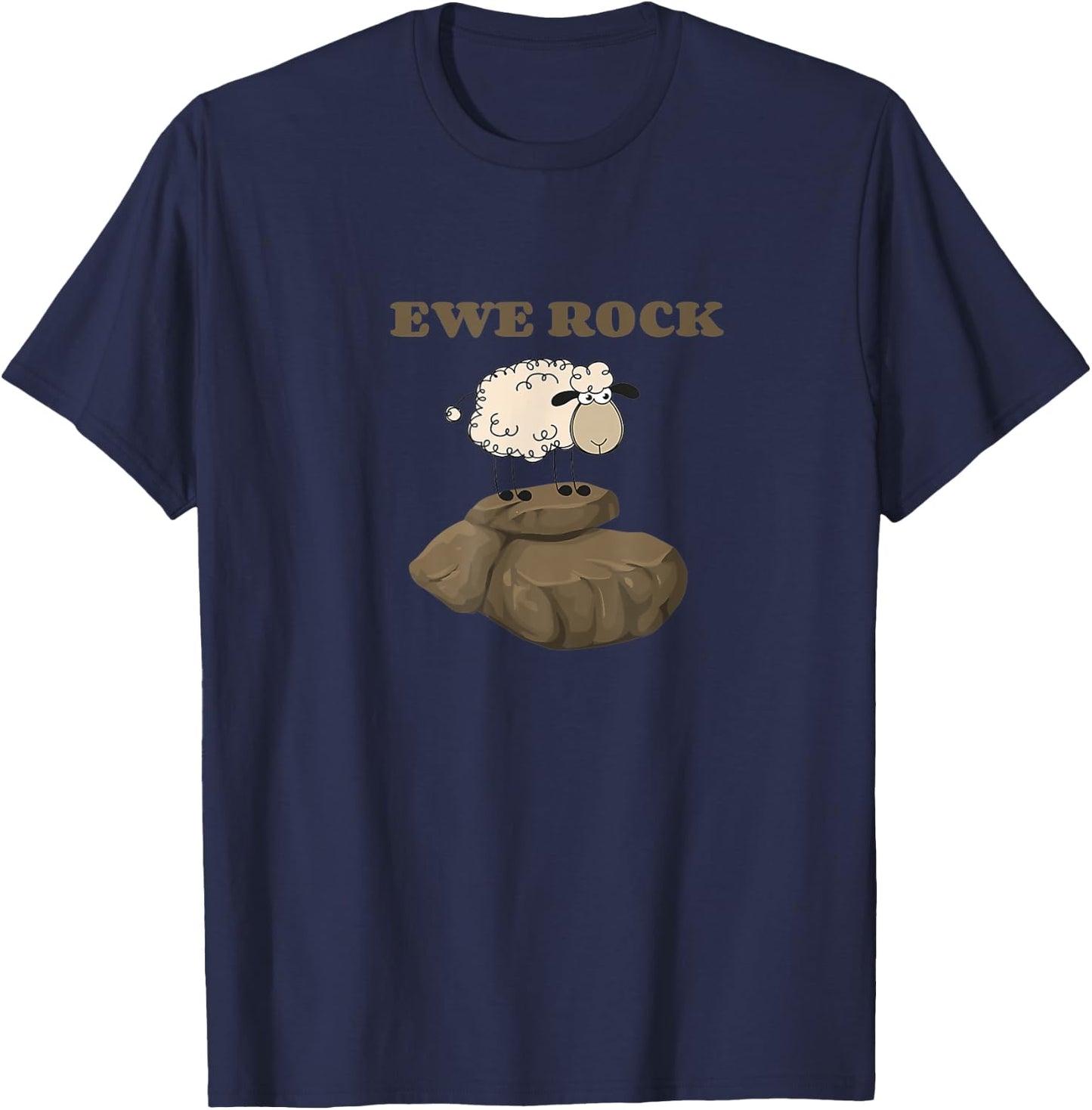 Ewe Rock Funny Sheep Pun Shirt T-Shirt - T-Shirt | Navy