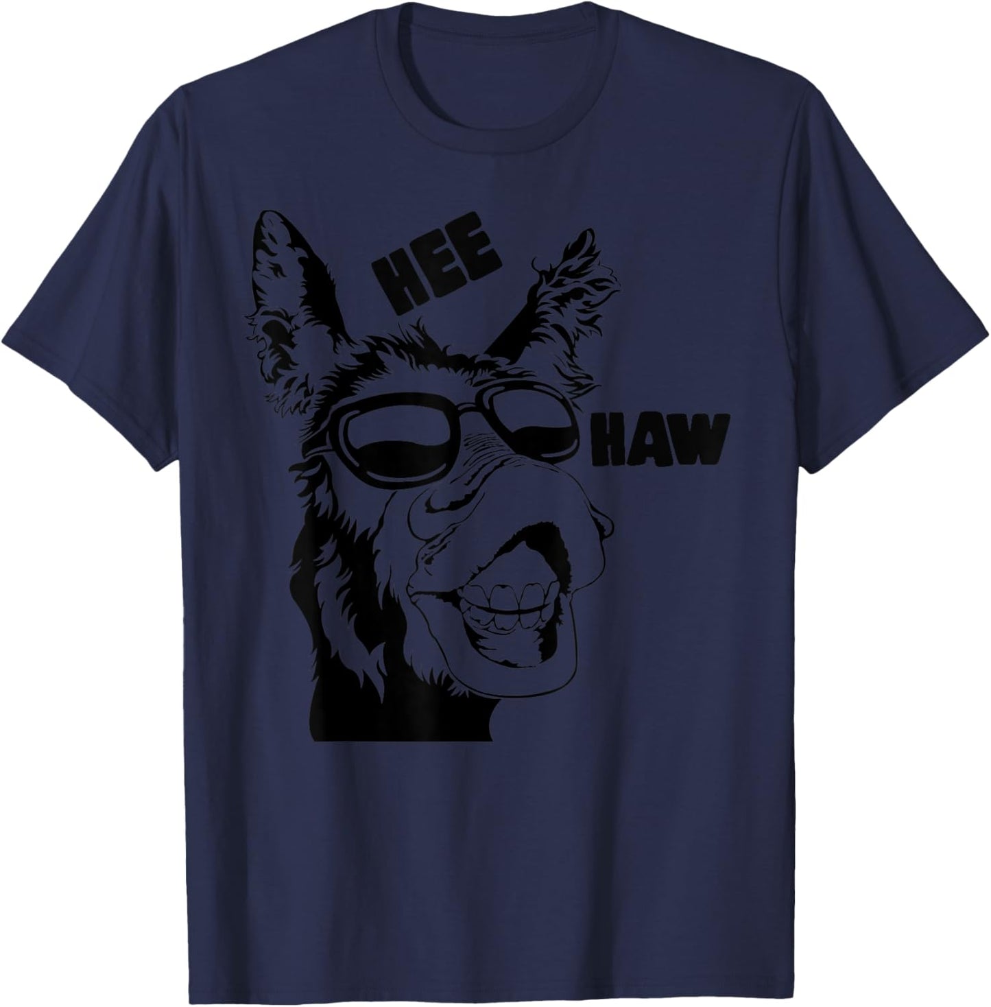 Sweet & Simple Christmas Stuff Hee Haw Cool Donkey - Kids & Adults - Grey - Small - Short Sleeve T-Shirt - T-Shirt | Navy