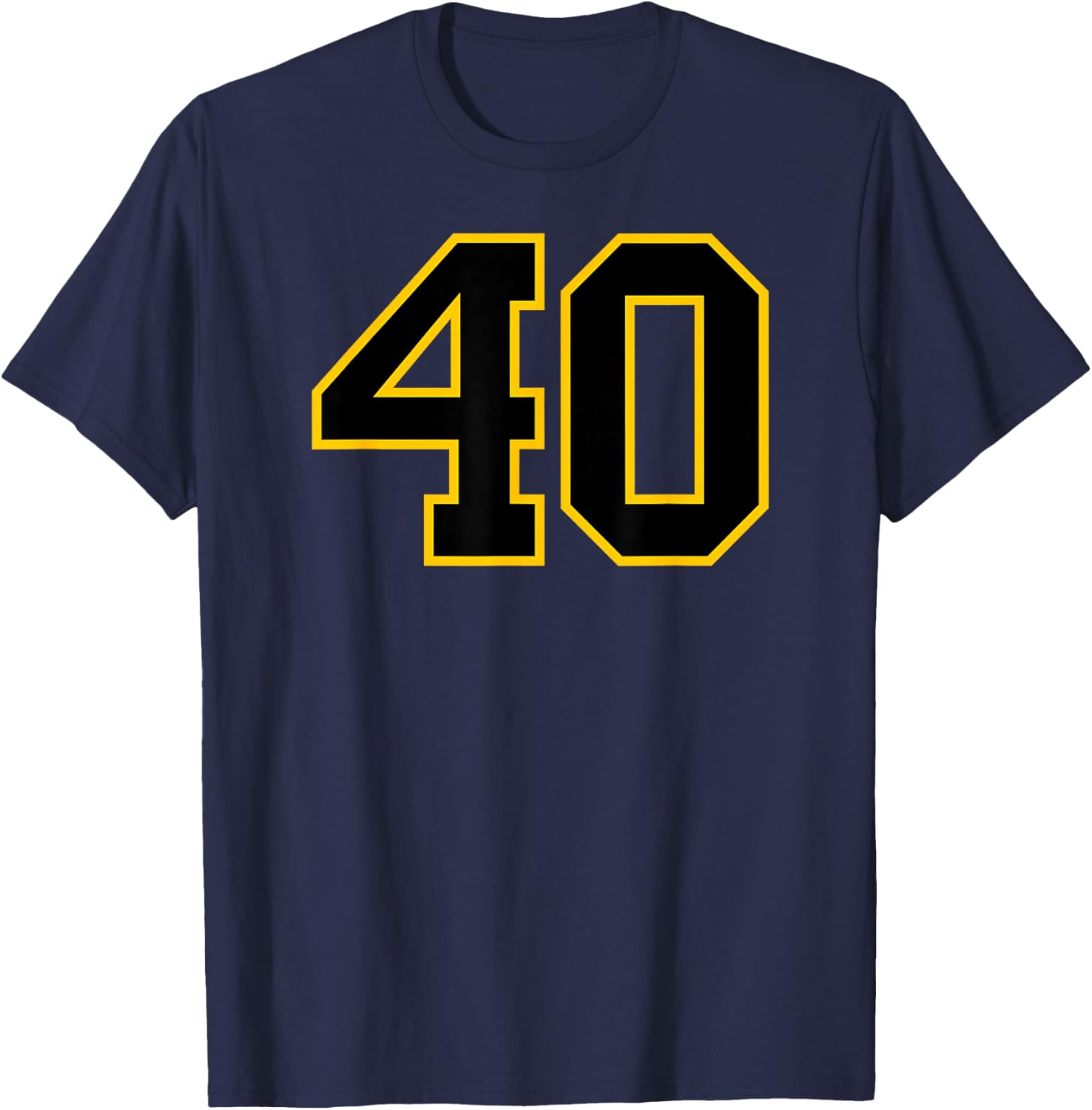 Yellow Black Sports Team Number 40 T-Shirt - T-Shirt | Navy