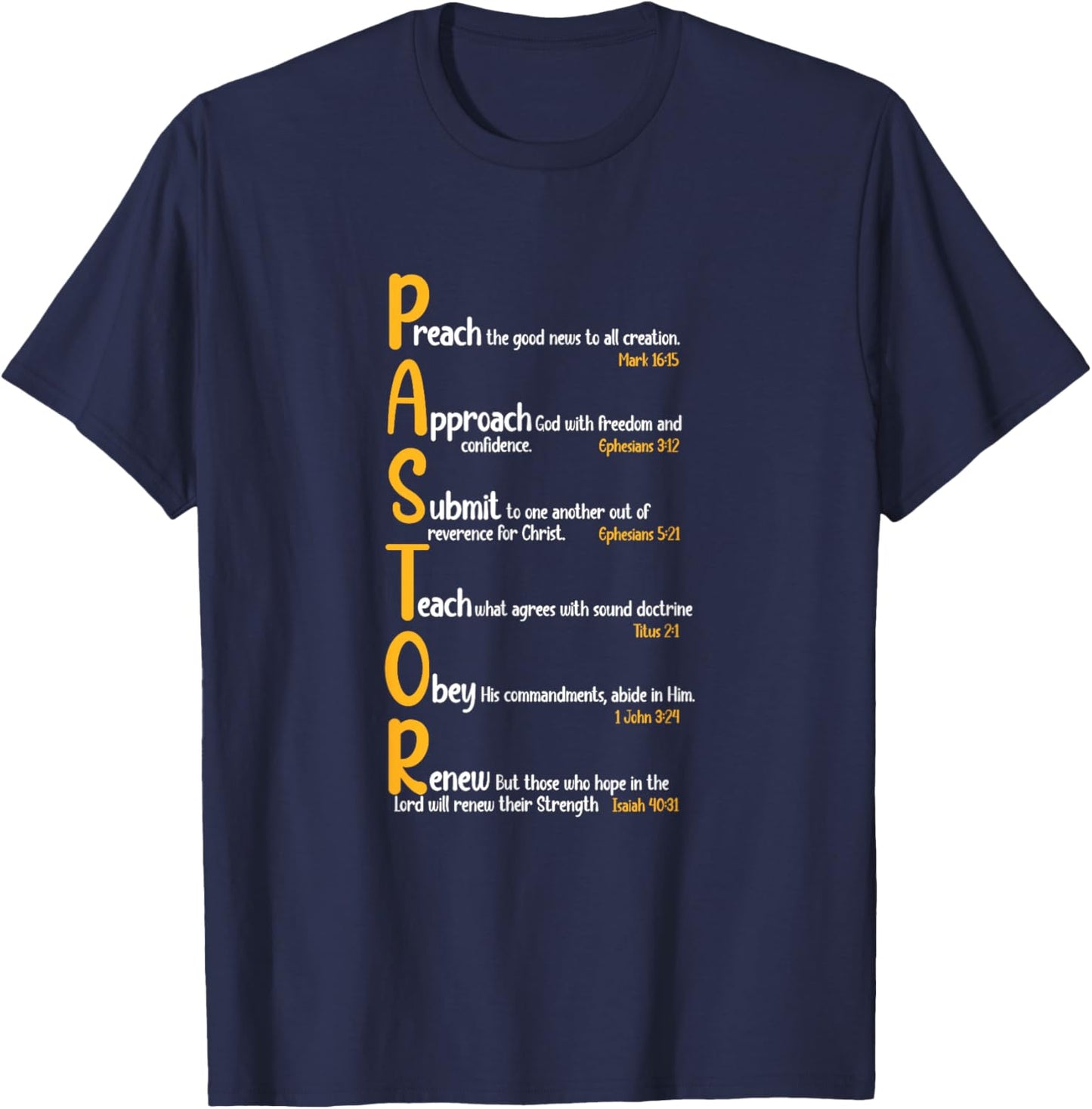 Pastor Preacher Minister Clergy Bible Verse Definition T-Shirt - T-Shirt | Navy