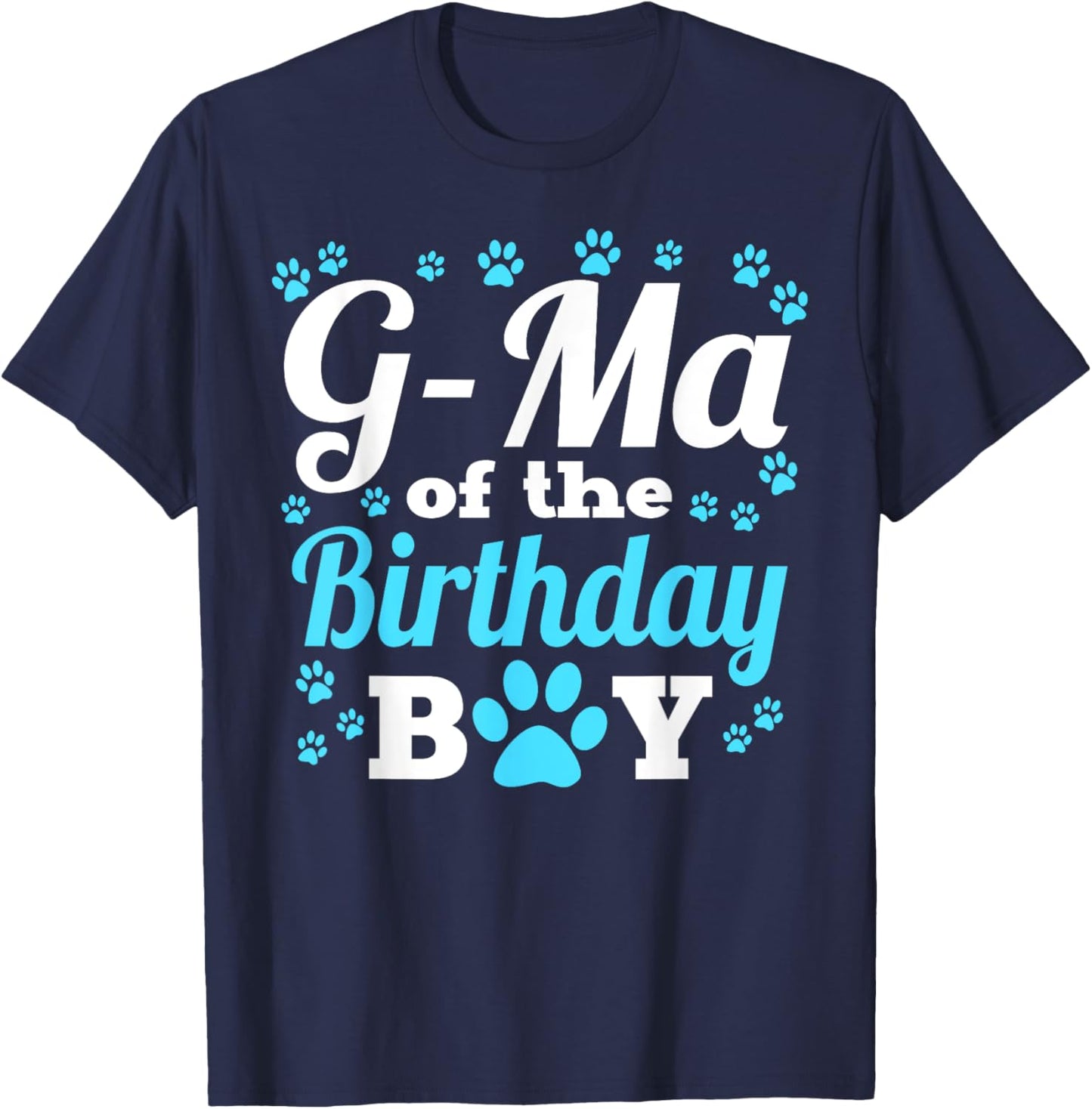G-Ma Of The Birthday Boy Dog Paw Bday Party Celebration T-Shirt - T-Shirt | Navy